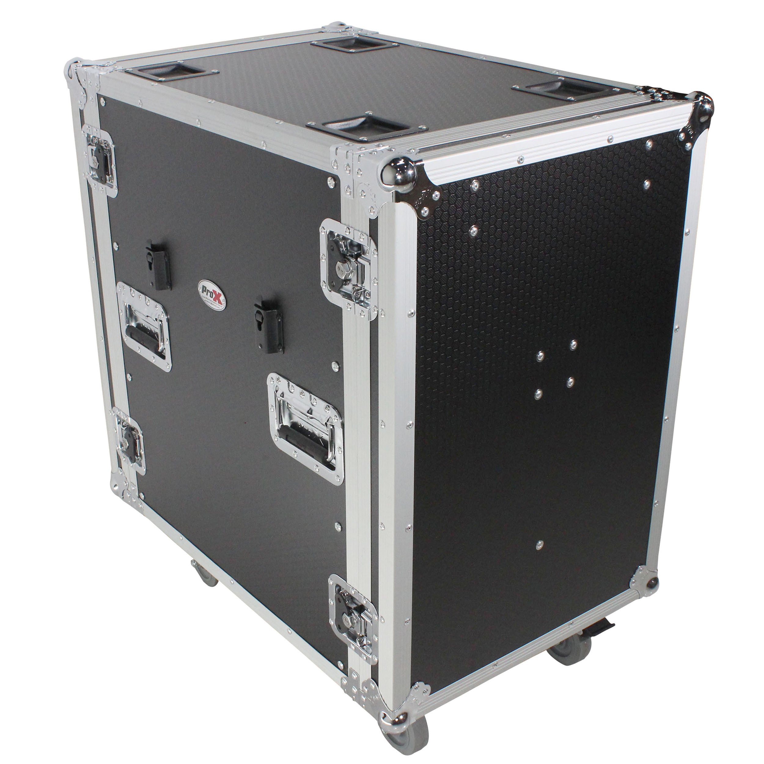 ProX 16U Space Amp Rack Mount ATA Flight Case | 24" Depth | Incl. 2x Side Tables and Casters