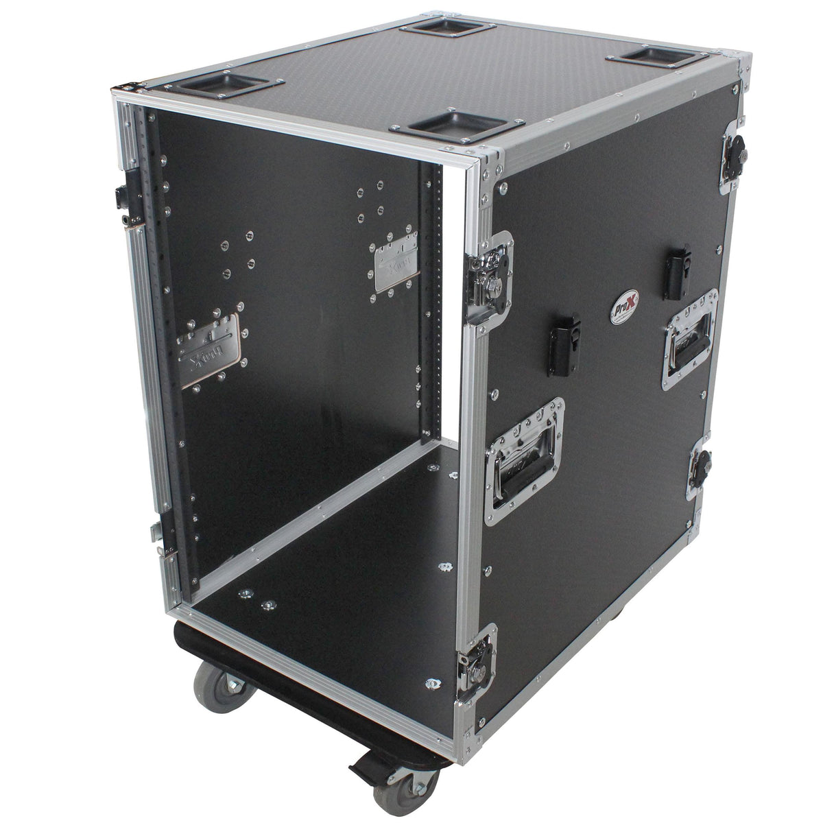 ProX 16U Space Amp Rack Mount ATA Flight Case | 24" Depth | Incl. 2x Side Tables and Casters.