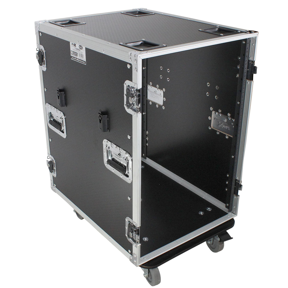 ProX 16U Space Amp Rack Mount ATA Flight Case | 24" Depth | Incl. 2x Side Tables and Casters.
