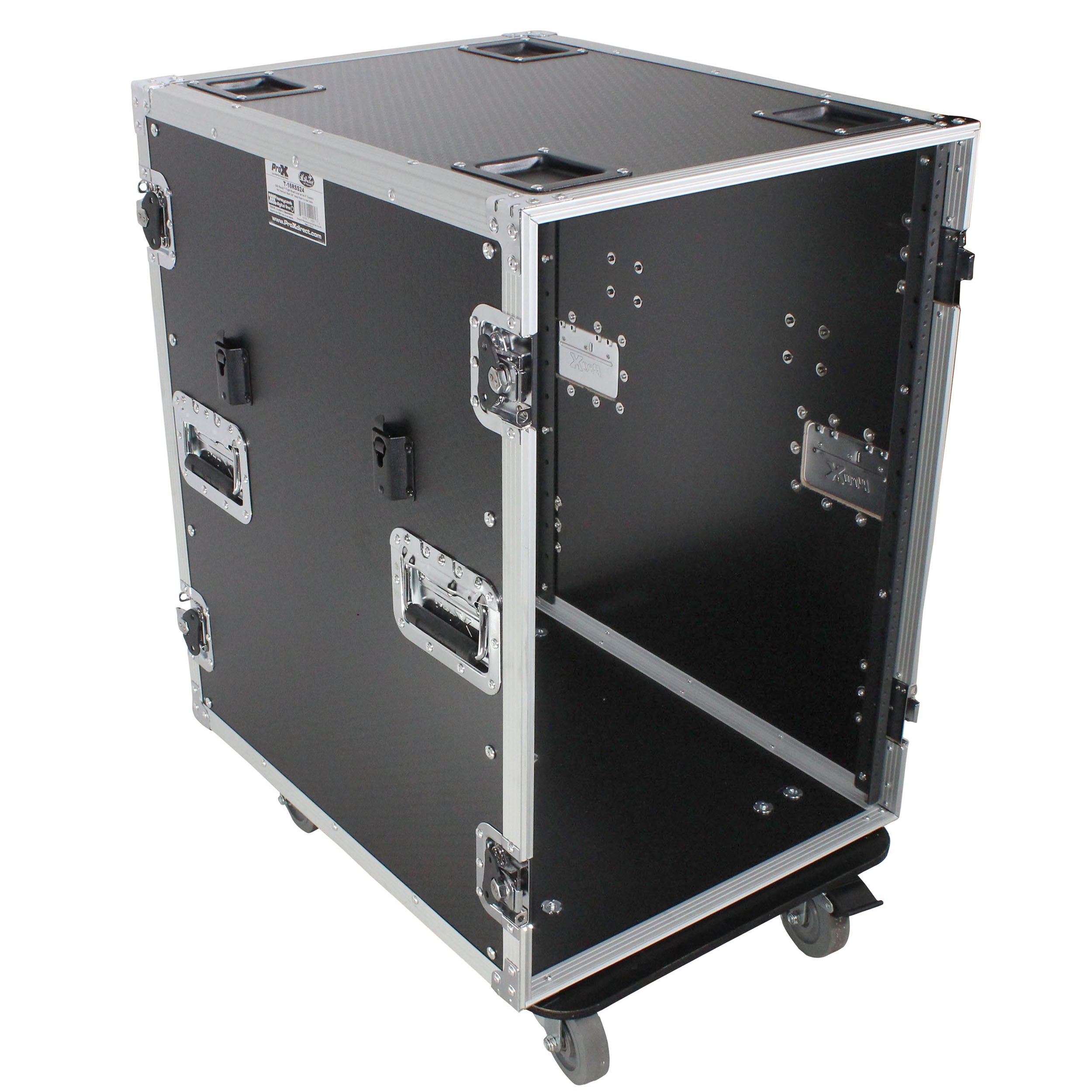 ProX 16U Space Amp Rack Mount ATA Flight Case | 24" Depth | Incl. 2x Side Tables and Casters