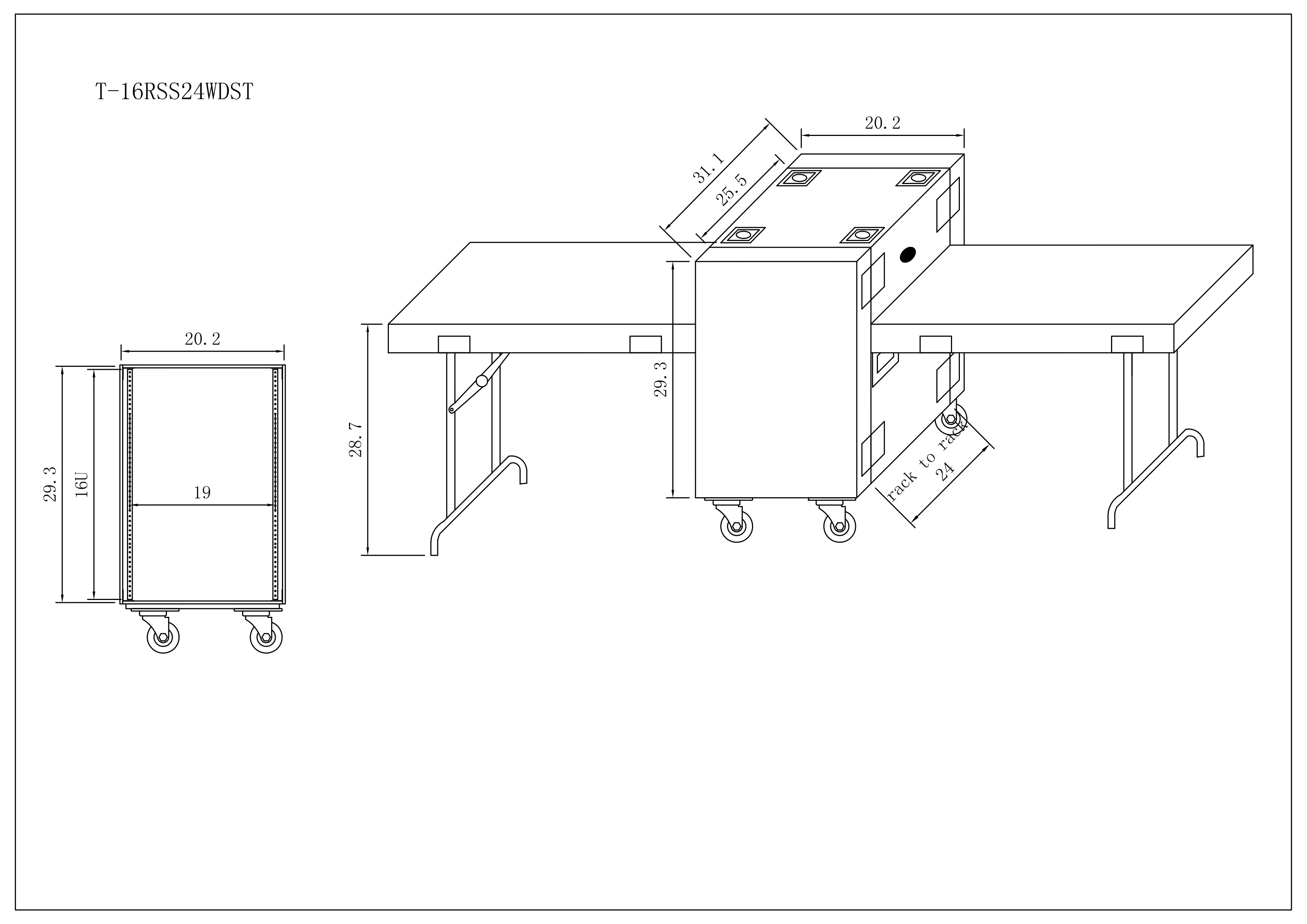 ProX 16U Space Amp Rack Mount ATA Flight Case | 24" Depth | Incl. 2x Side Tables and Casters