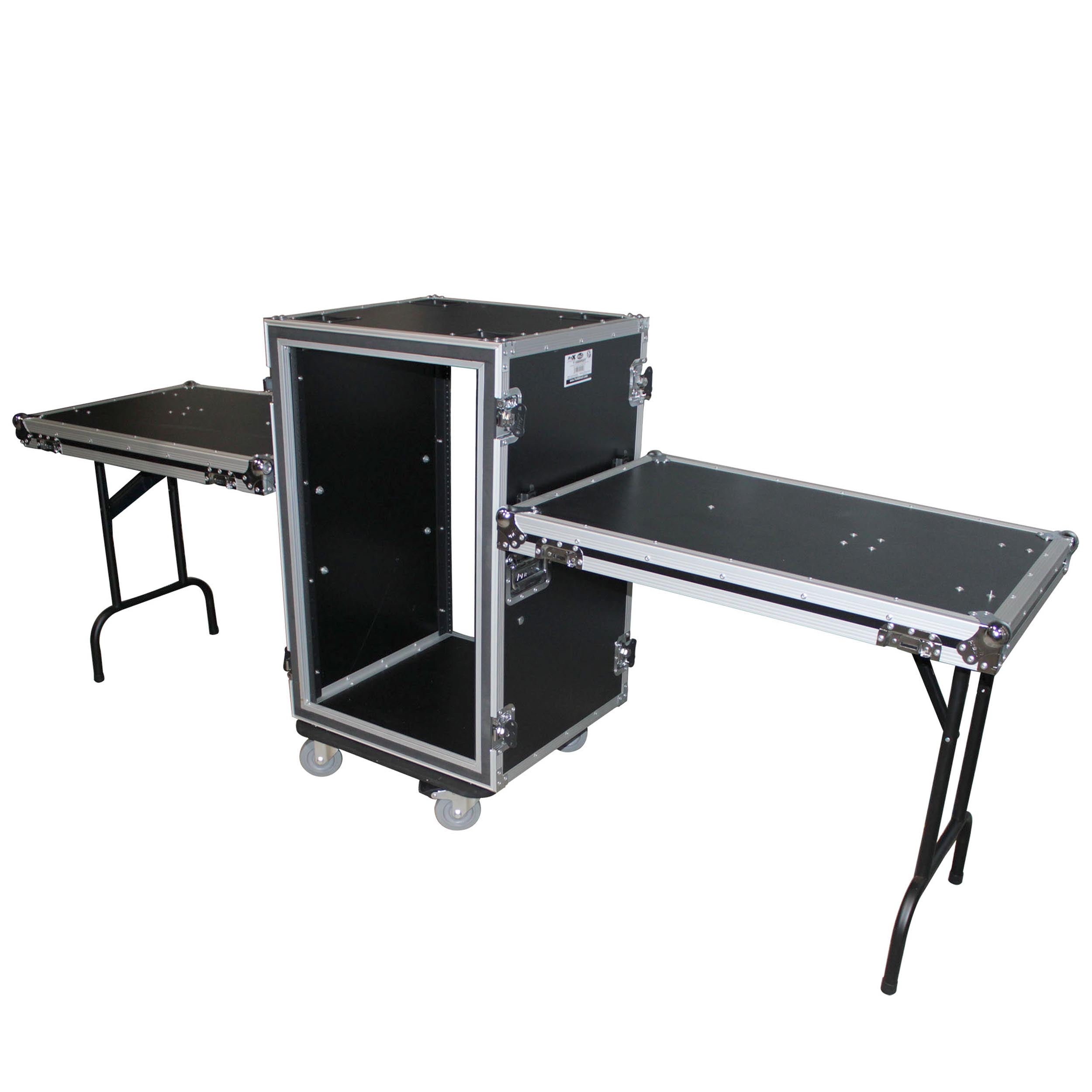 ProX 16U Vertical Shockproof Amp Rack Case W-Side Tables 20 In Depth W-Casters