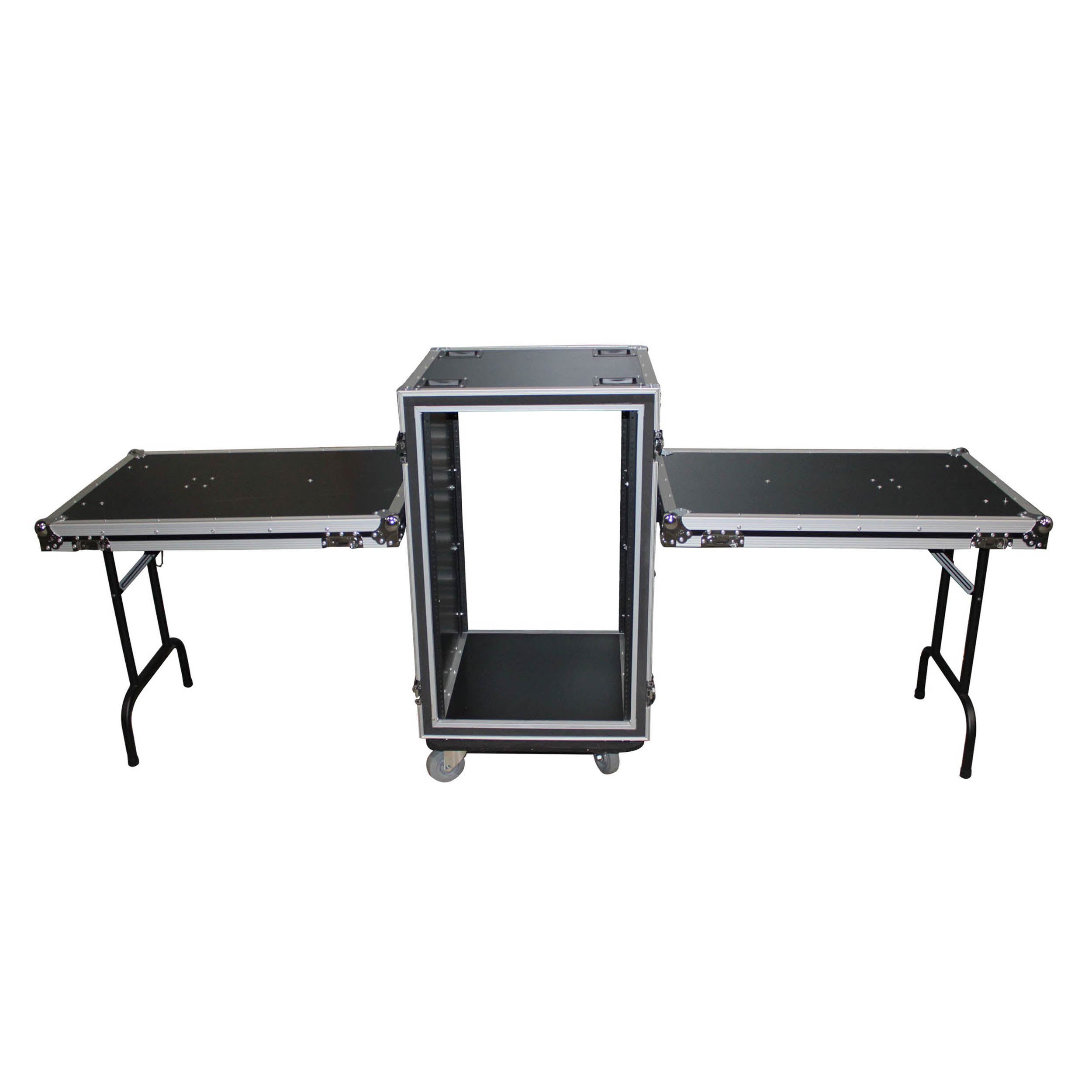 ProX 18U Vertical Shockproof Rack Case 20 In Deep W-Side Tables and Casters