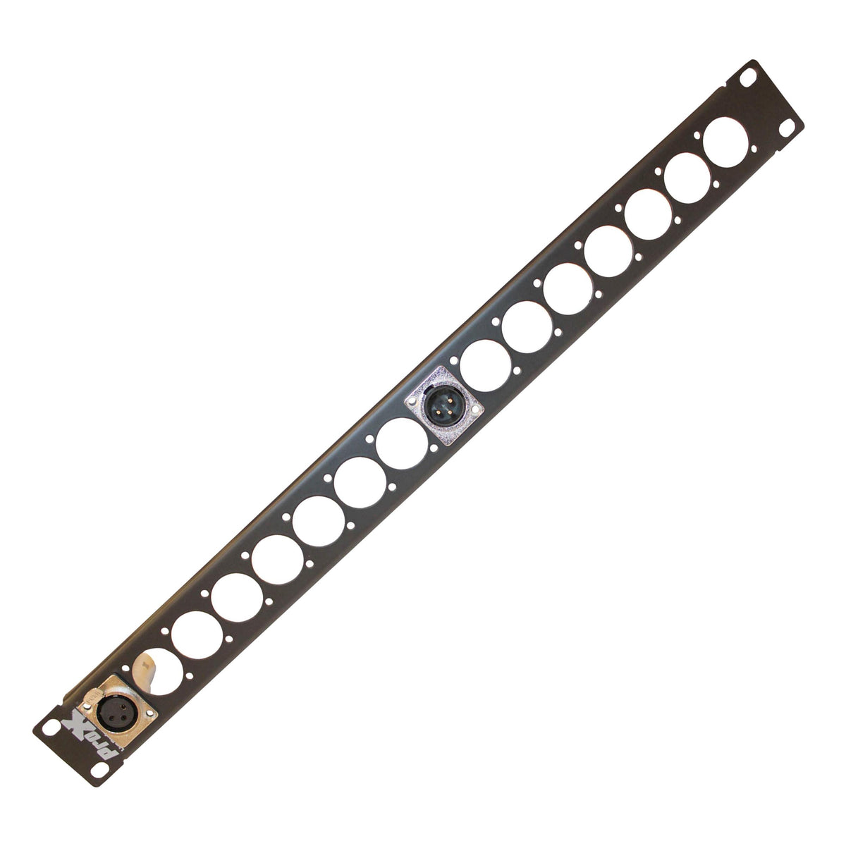 ProX ProX 1U Rack Panel Punched for 16 XLR, Speaker twist connector or Power Connection compatible Connectors.