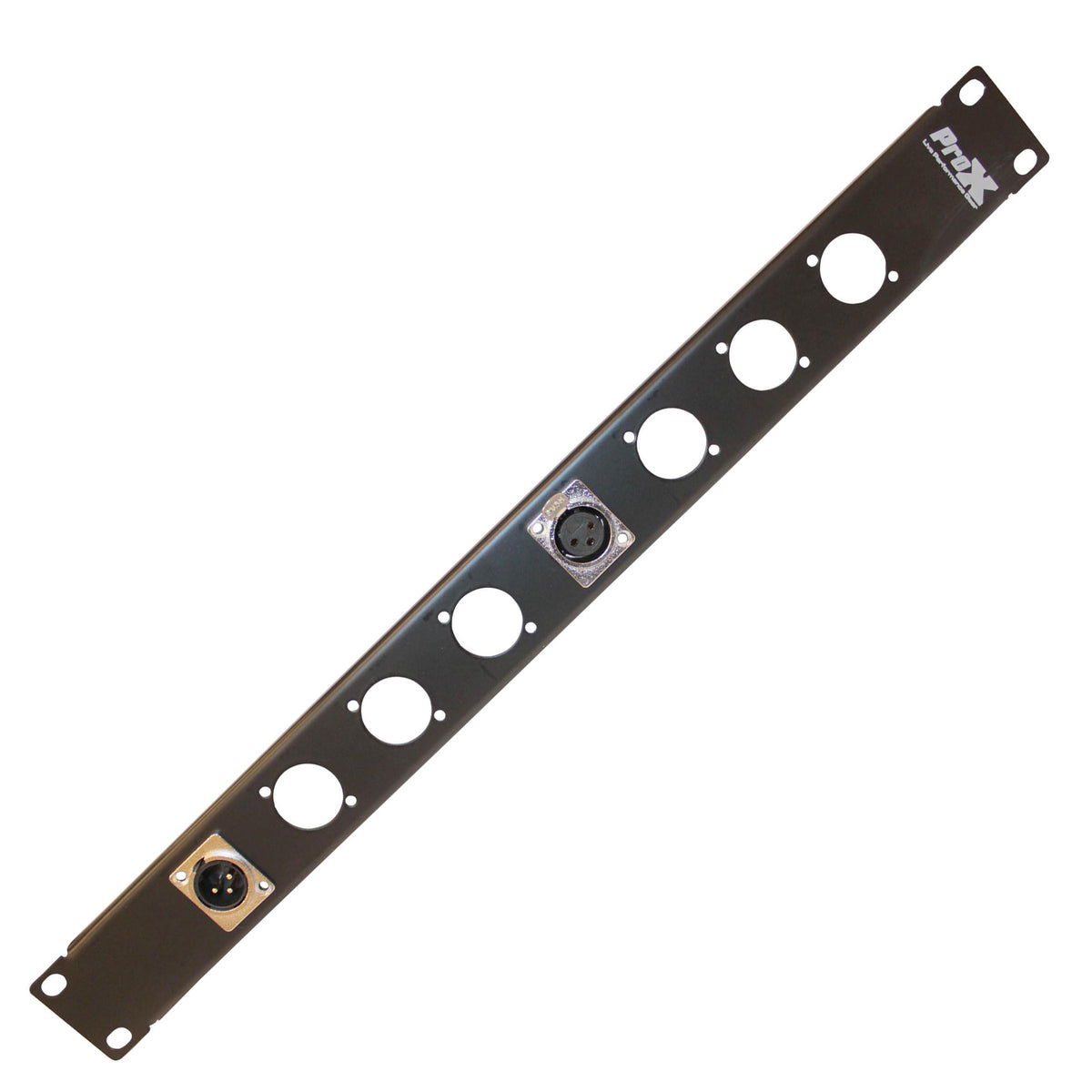 ProX 1U Rack Panel Punched for 8 XLR, Speaker twist connector or power Connection Compatible Connectors.