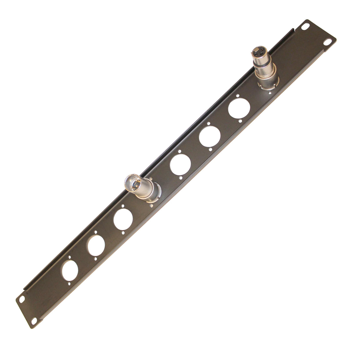 ProX 1U Rack Panel Punched for 8 XLR, Speaker twist connector or power Connection Compatible Connectors.