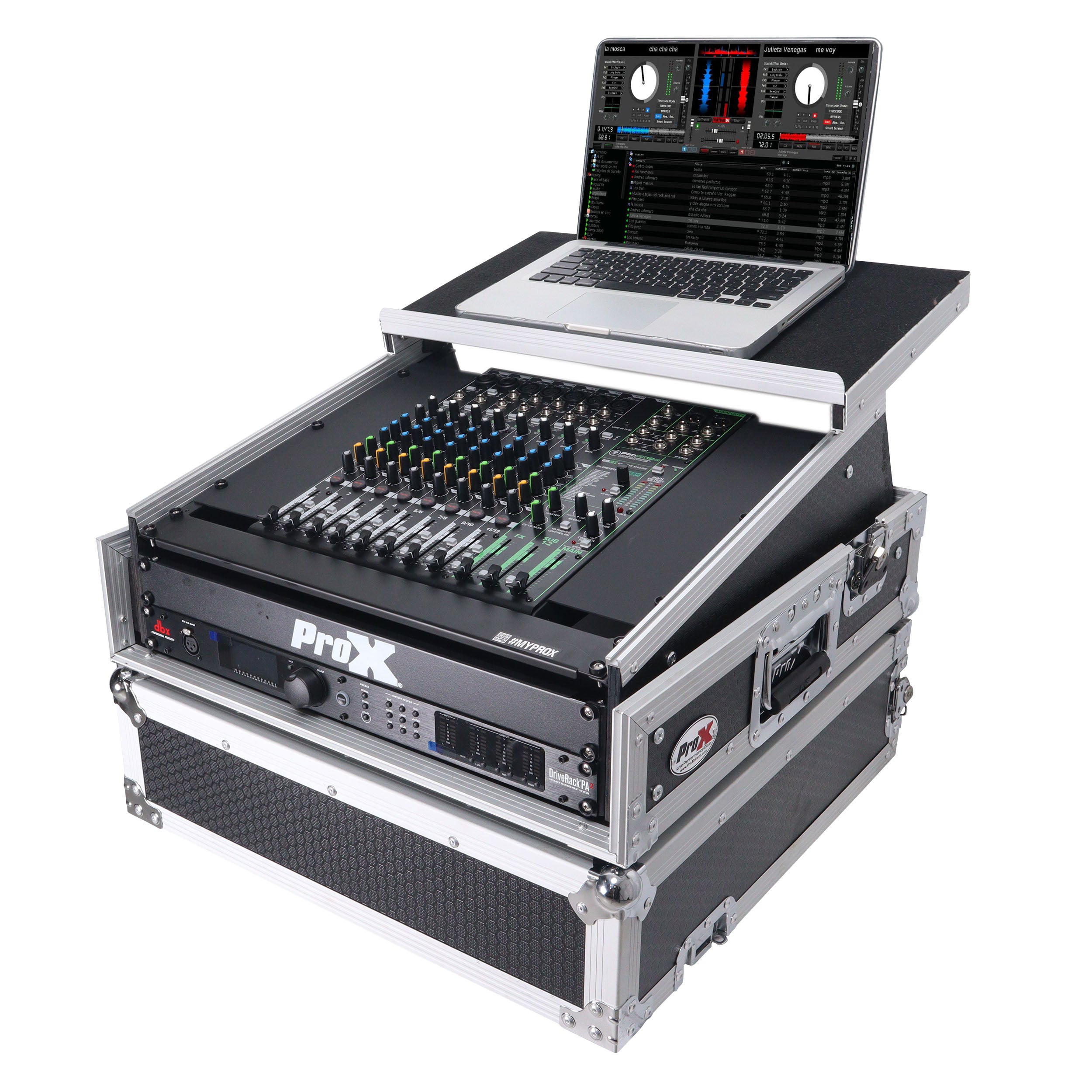 ProX 2U Rack Front and 10U Top Mixer Mobile DJ Combo ATA Flight Style Case