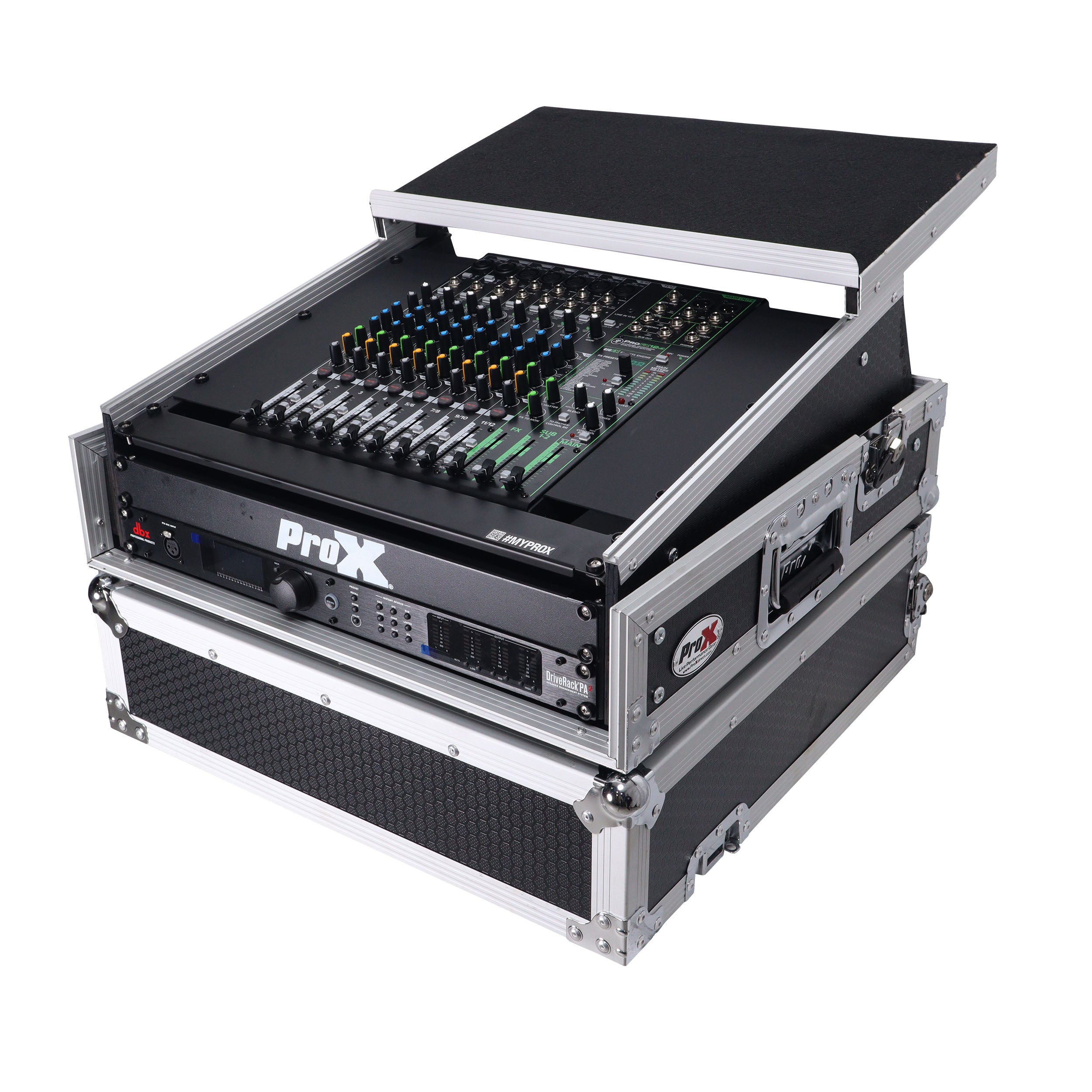 ProX 2U Rack Front and 10U Top Mixer Mobile DJ Combo ATA Flight Style Case