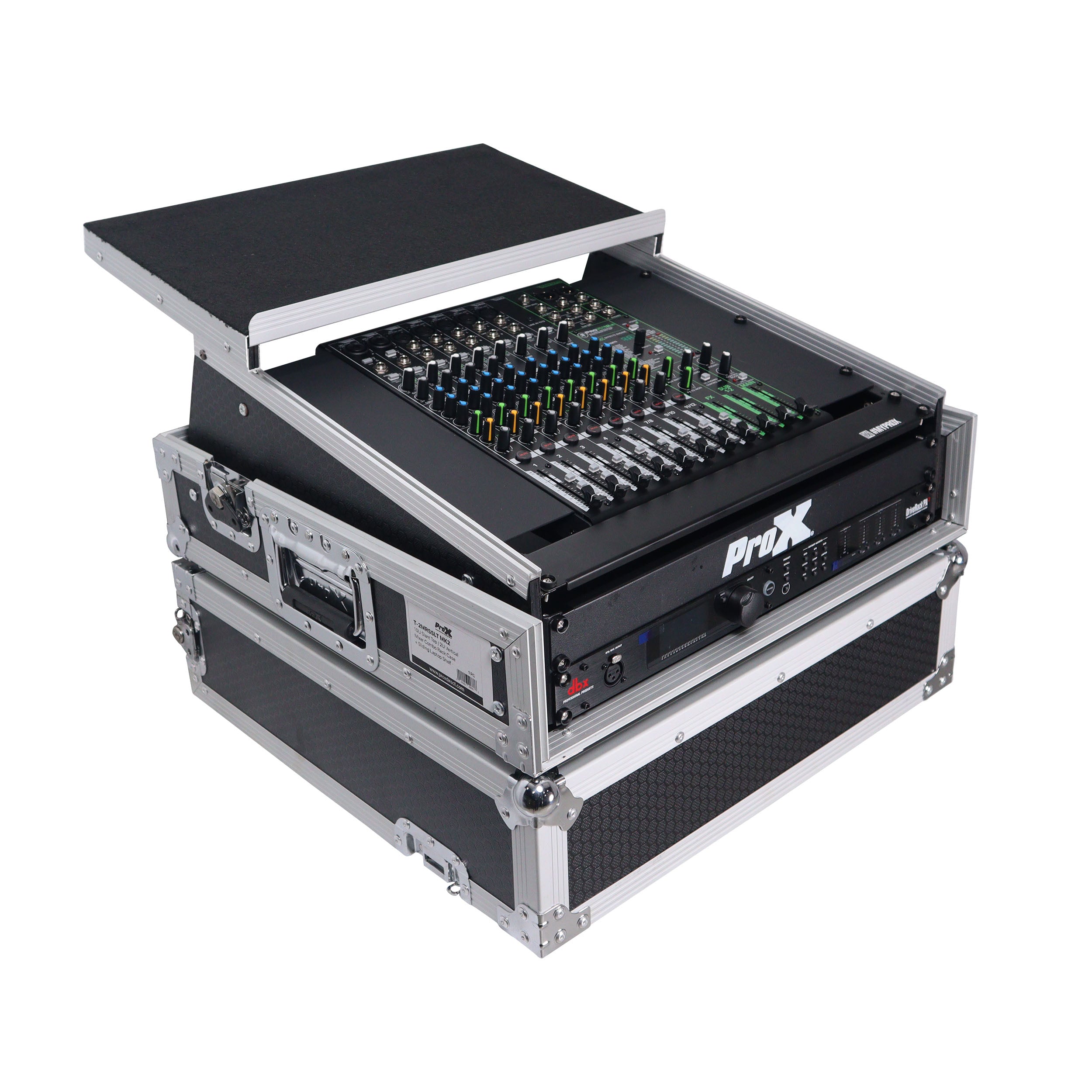 ProX 2U Rack Front and 10U Top Mixer Mobile DJ Combo ATA Flight Style Case