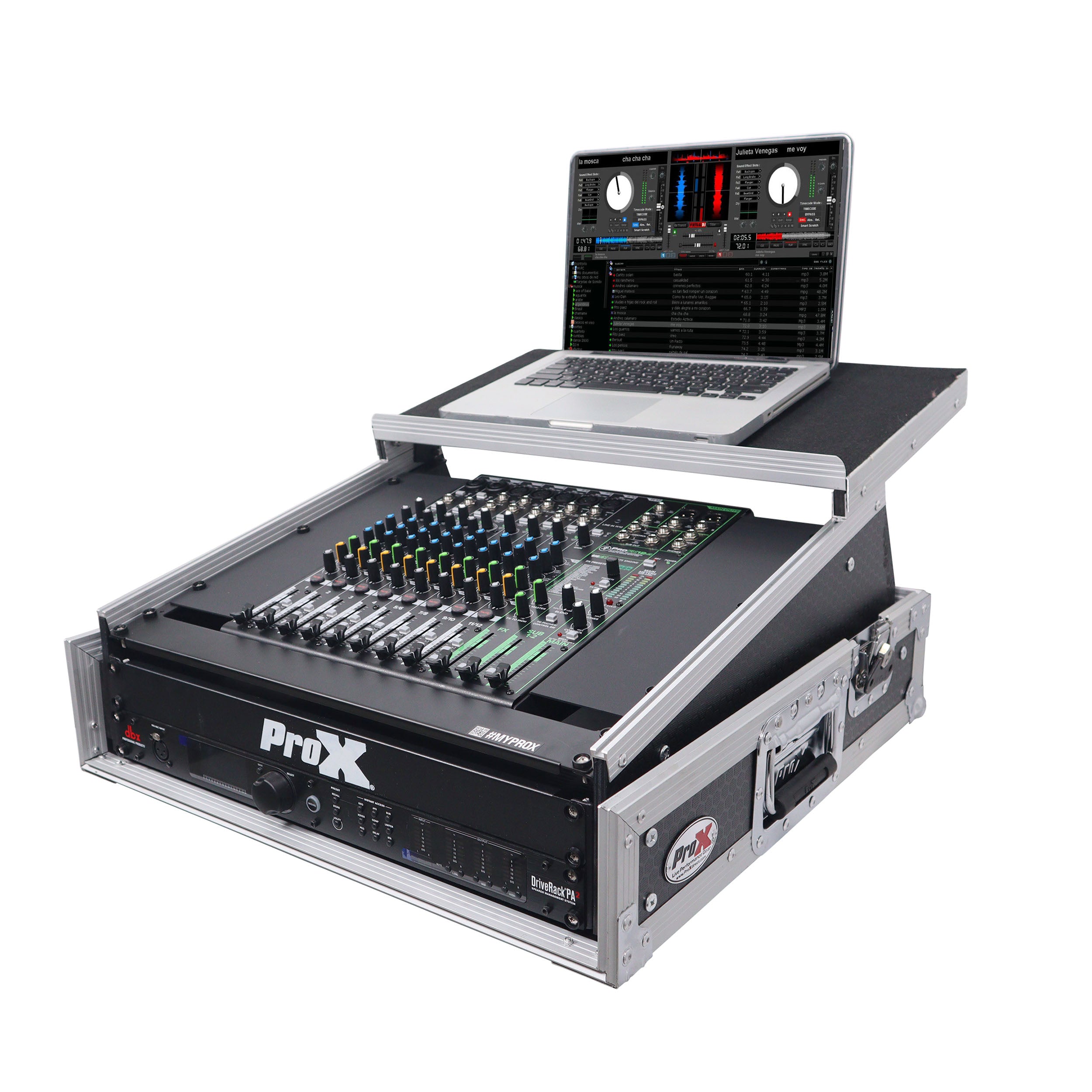 ProX 2U Rack Front and 10U Top Mixer Mobile DJ Combo ATA Flight Style Case