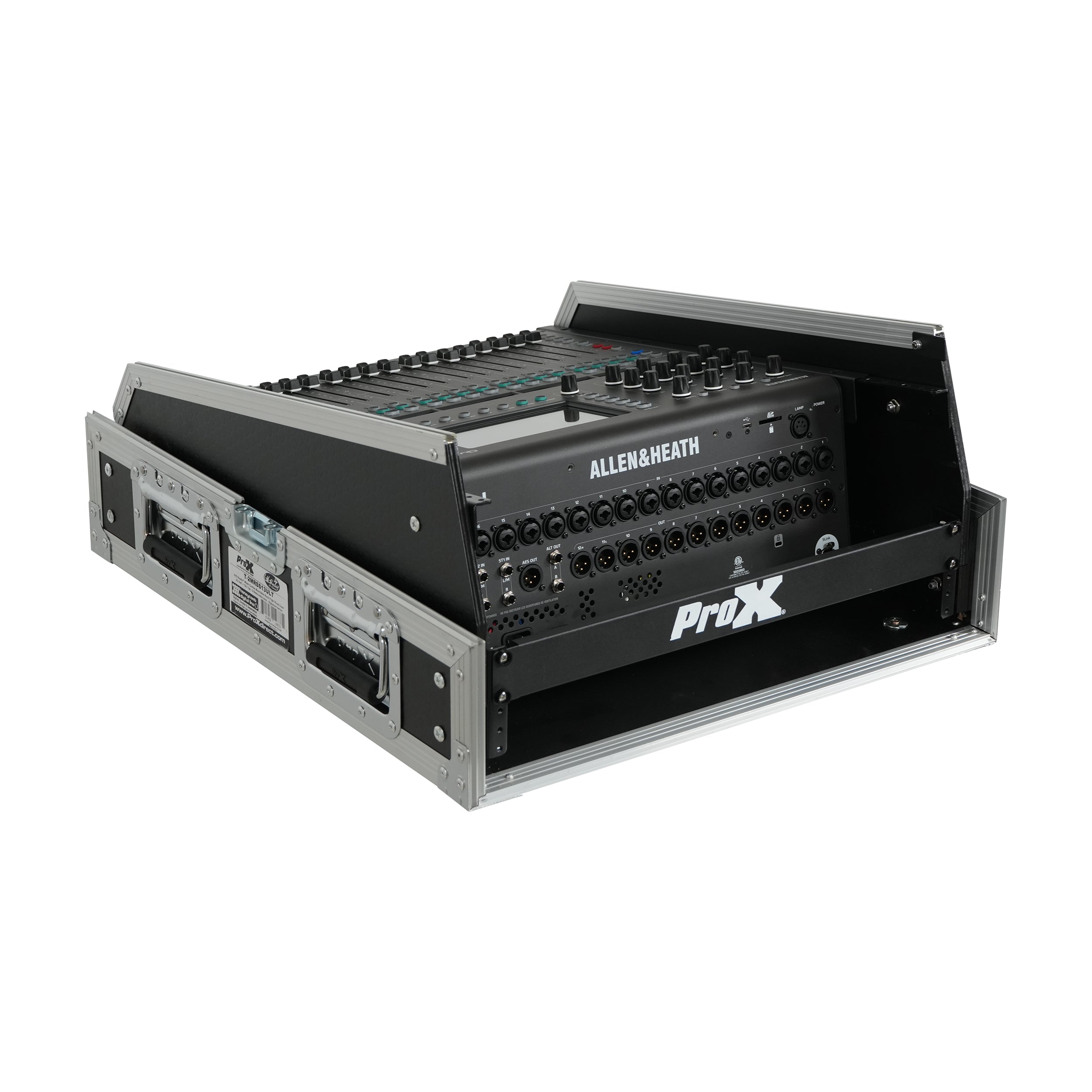 ProX 13U Top Mixer and 2U Rack Combo Flight Case with Laptop Shelf and 3 removable doors