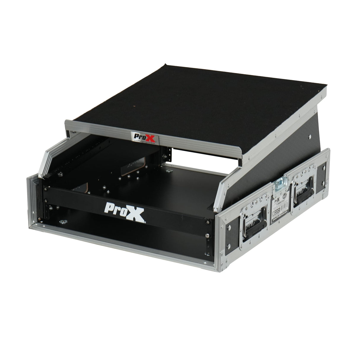 ProX 13U Top Mixer and 2U Rack Combo Flight Case with Laptop Shelf and 3 removable doors.