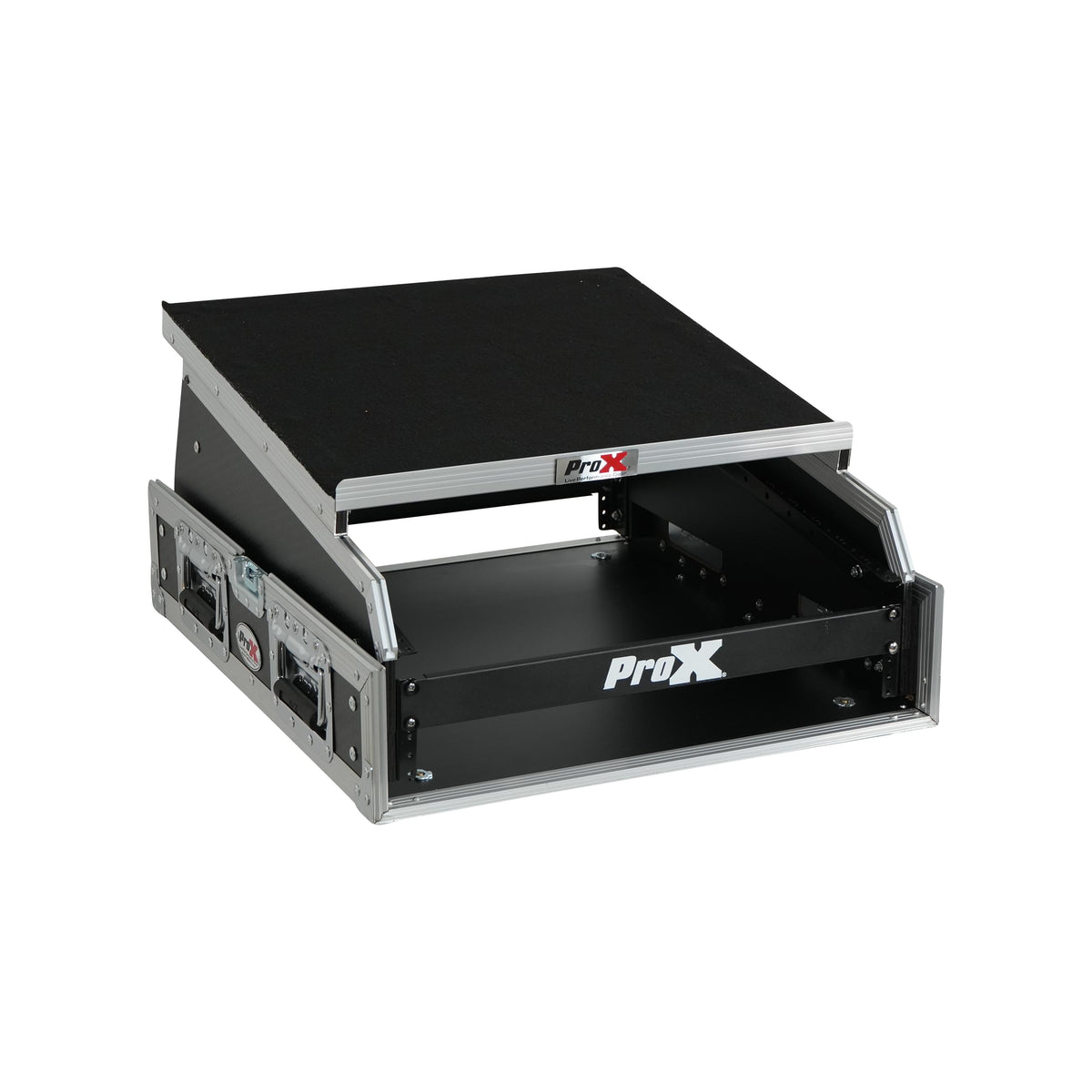 ProX 13U Top Mixer and 2U Rack Combo Flight Case with Laptop Shelf and 3 removable doors.