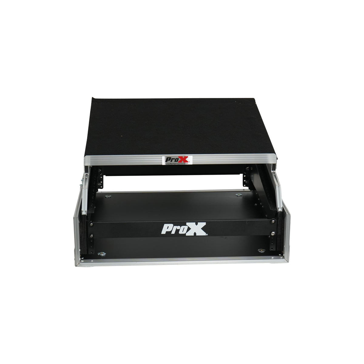 ProX 13U Top Mixer and 2U Rack Combo Flight Case with Laptop Shelf and 3 removable doors.