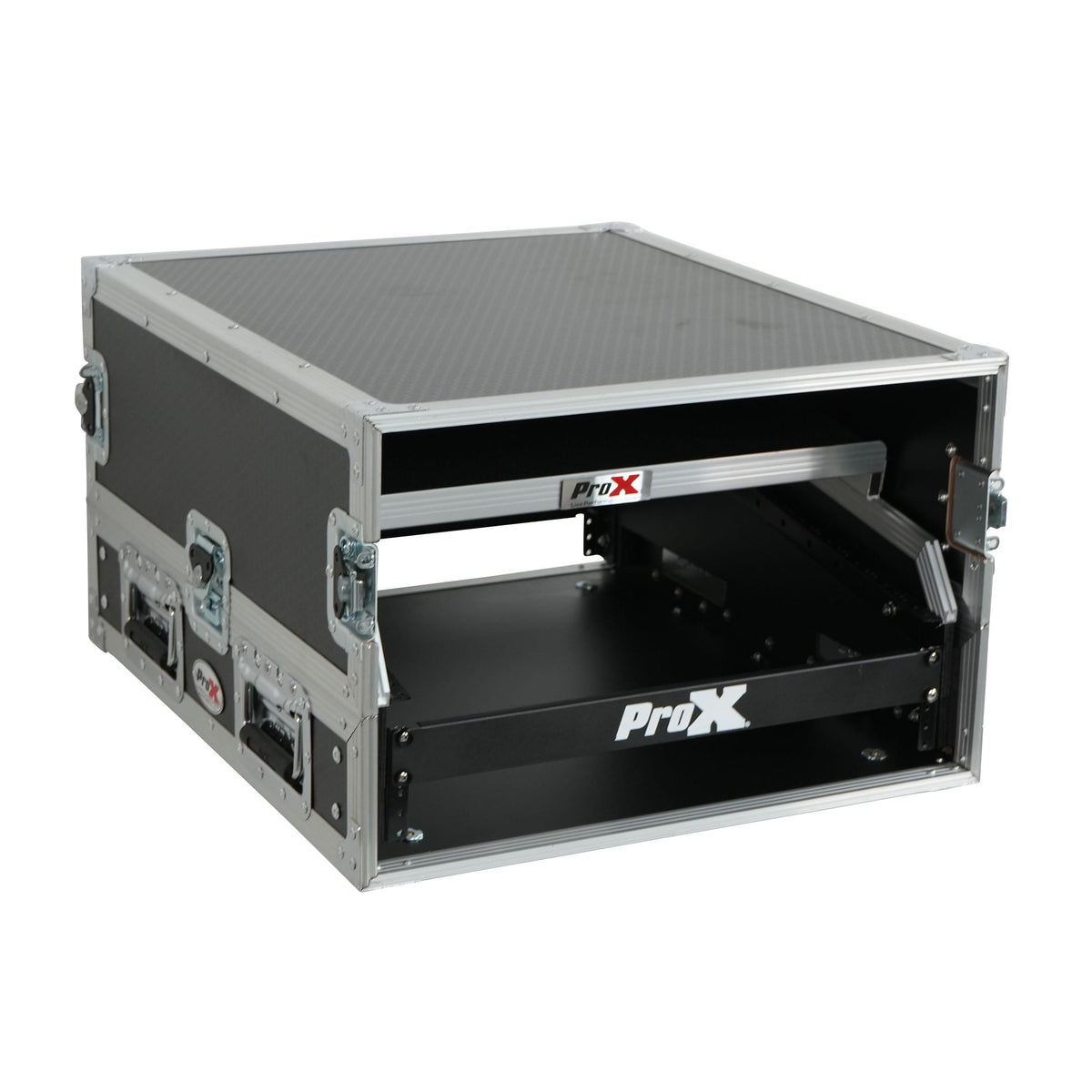 ProX 13U Top Mixer and 2U Rack Combo Flight Case with Laptop Shelf and 3 removable doors.