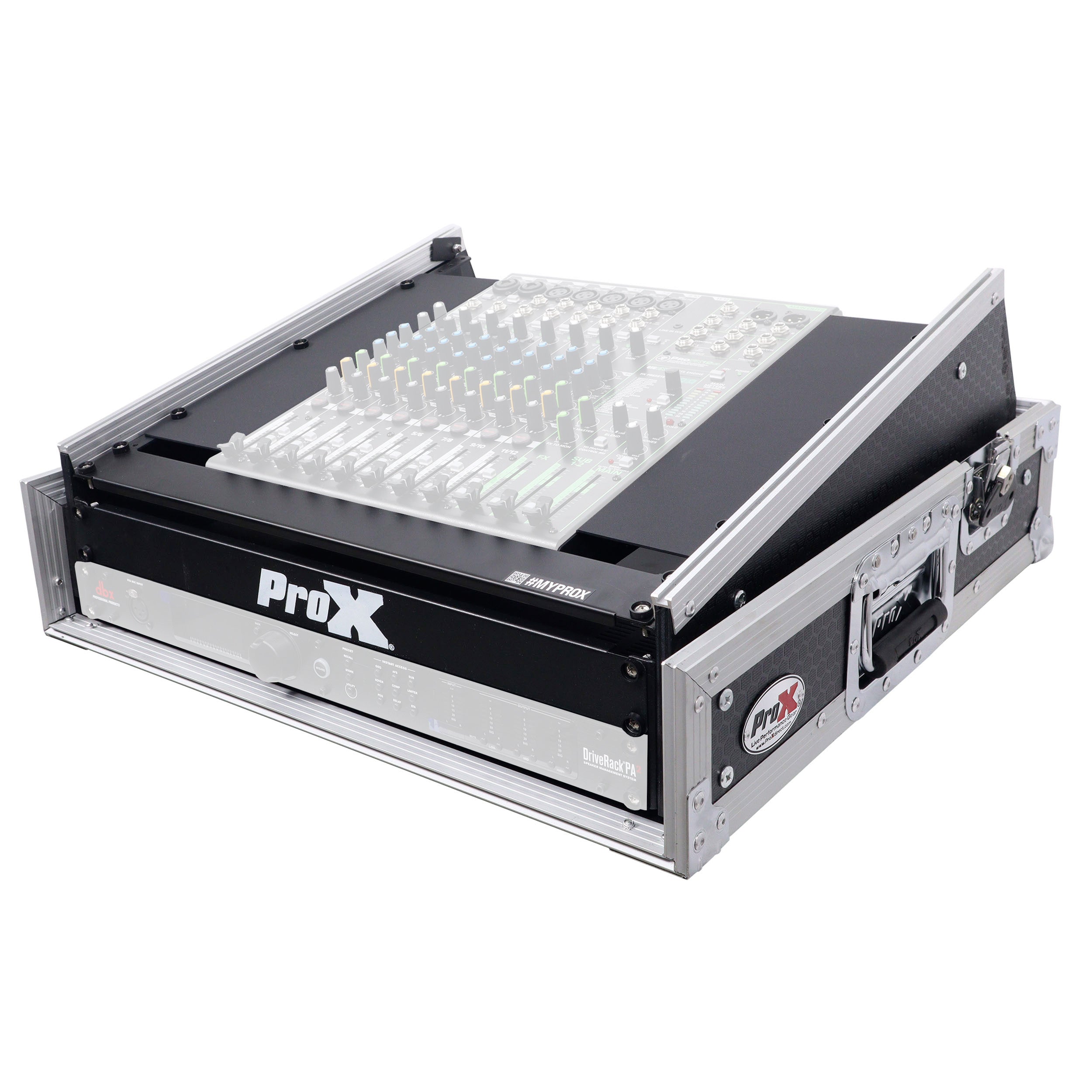 ProX 2U Vertical Rack Mount Flight Case with 10U Top for Mixer Combo Amp Rack
