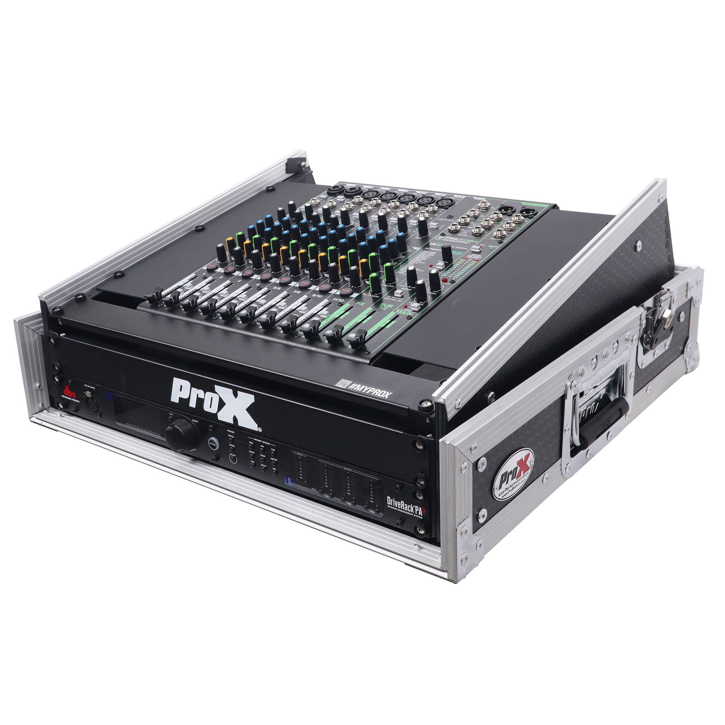 ProX 2U Vertical Rack Mount Flight Case with 10U Top for Mixer Combo Amp Rack