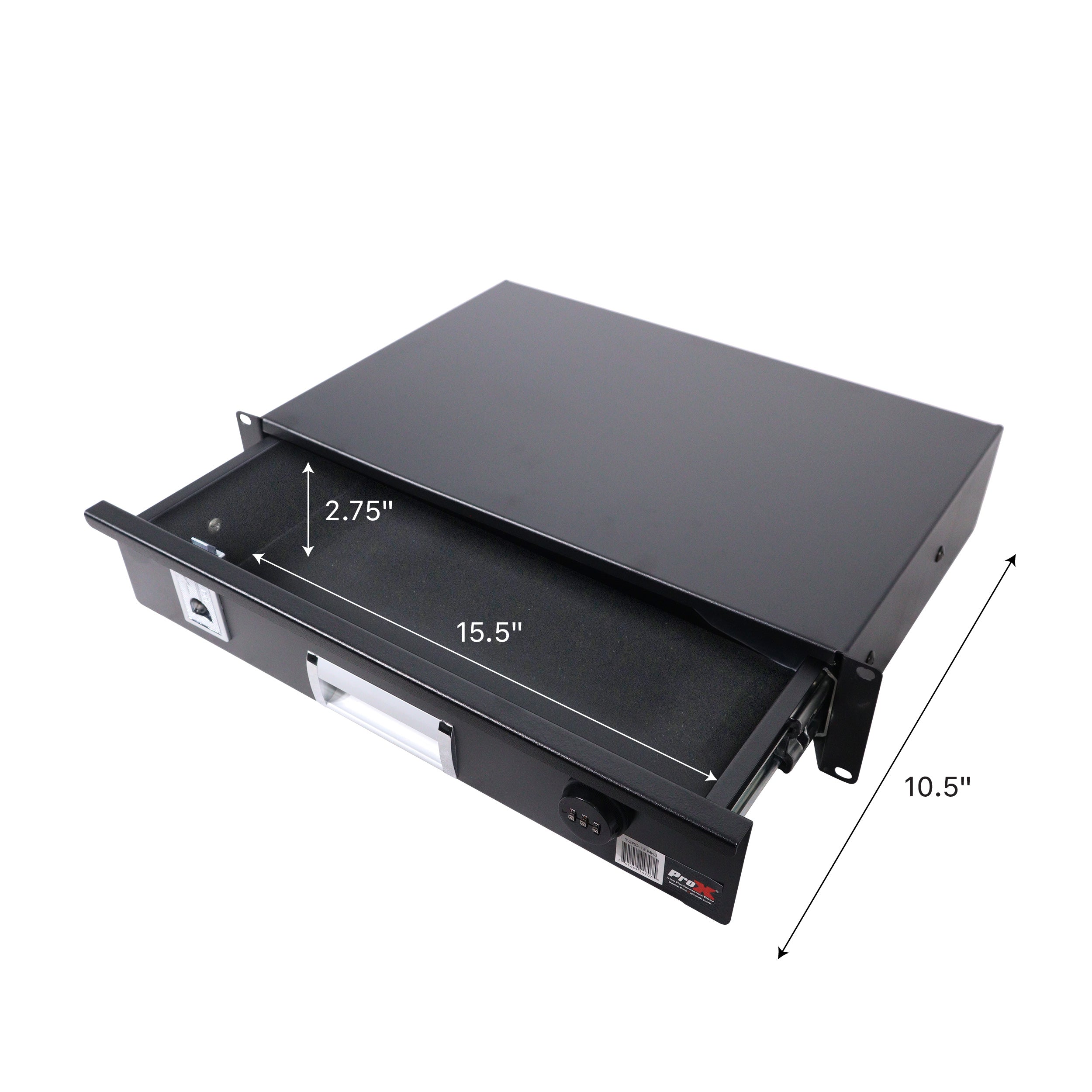 ProX 2U Rack Space 12" Depth Rack Mount Drawer for Audio, DJ, and IT Server rack cases.