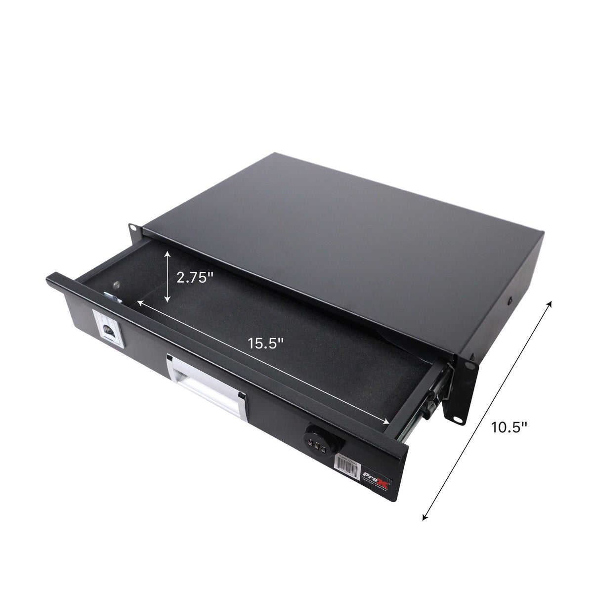 ProX 2U Rack Space 12" Depth Rack Mount Drawer for Audio, DJ, and IT Server rack cases..