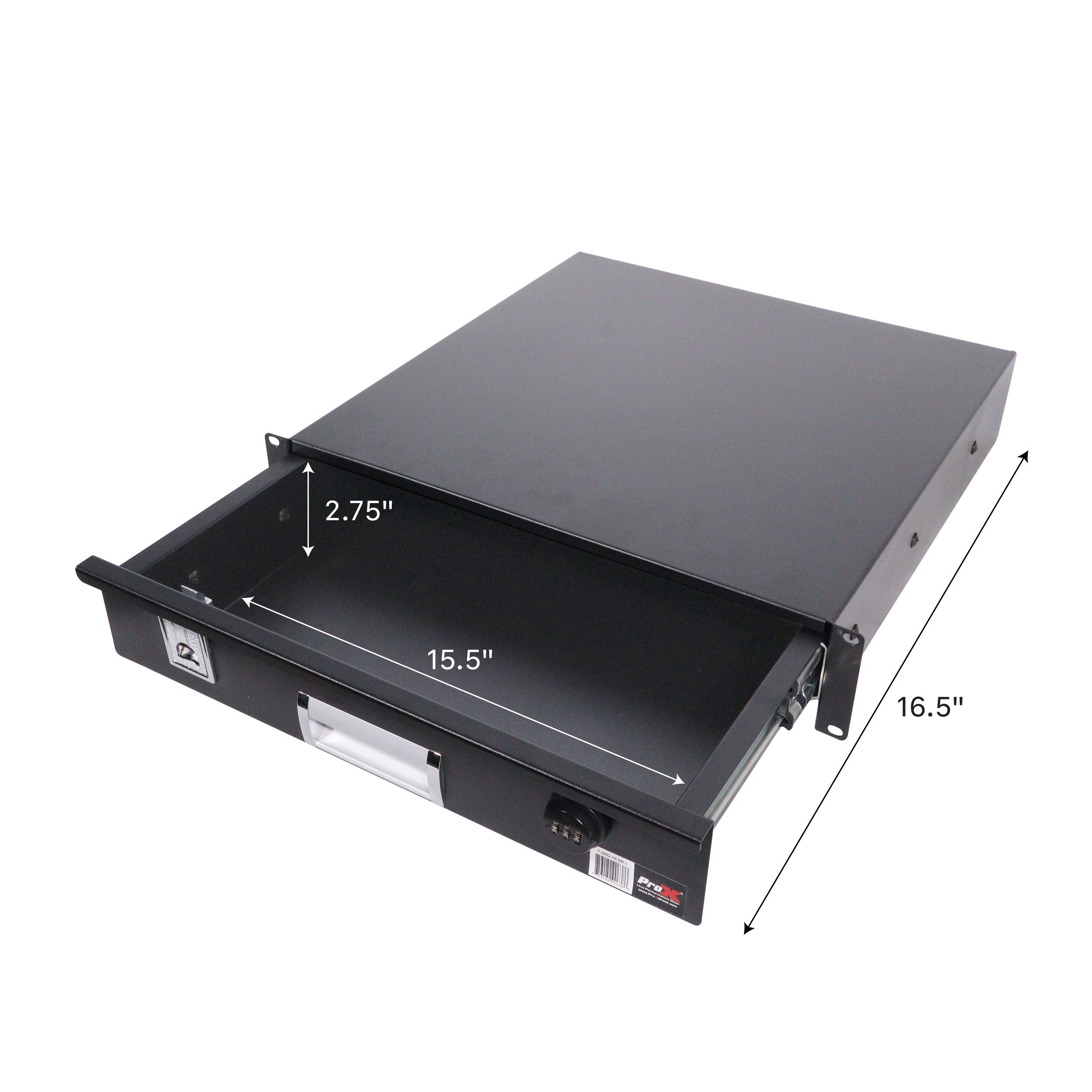 ProX 2U Rack Space 18" Depth Rack Mount Drawer for Audio, DJ, and IT Server rack cases.