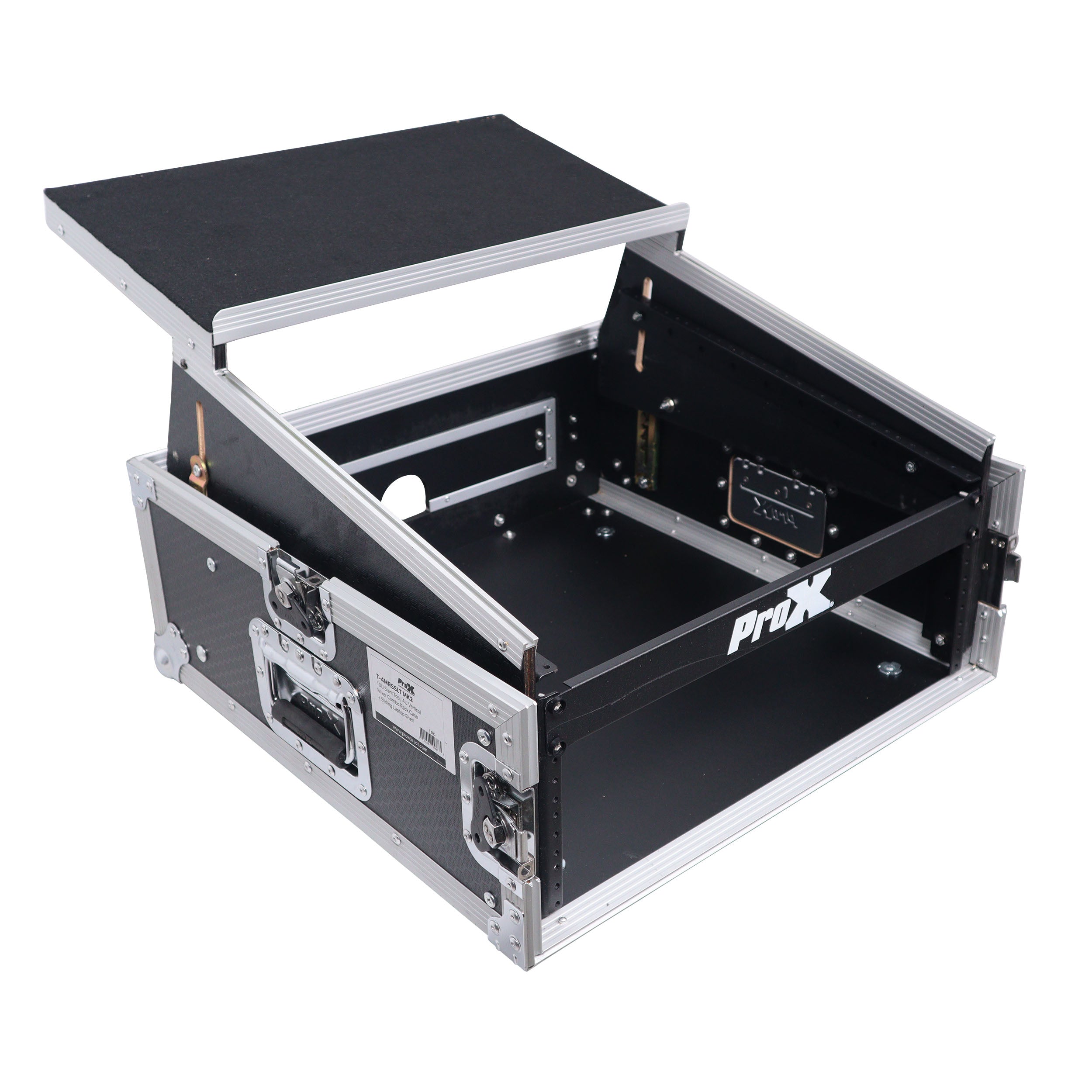 ProX 6U Vertical Rack Mount Flight Case with 10U Top for Mixer Combo Amp Rack with Laptop Shelf