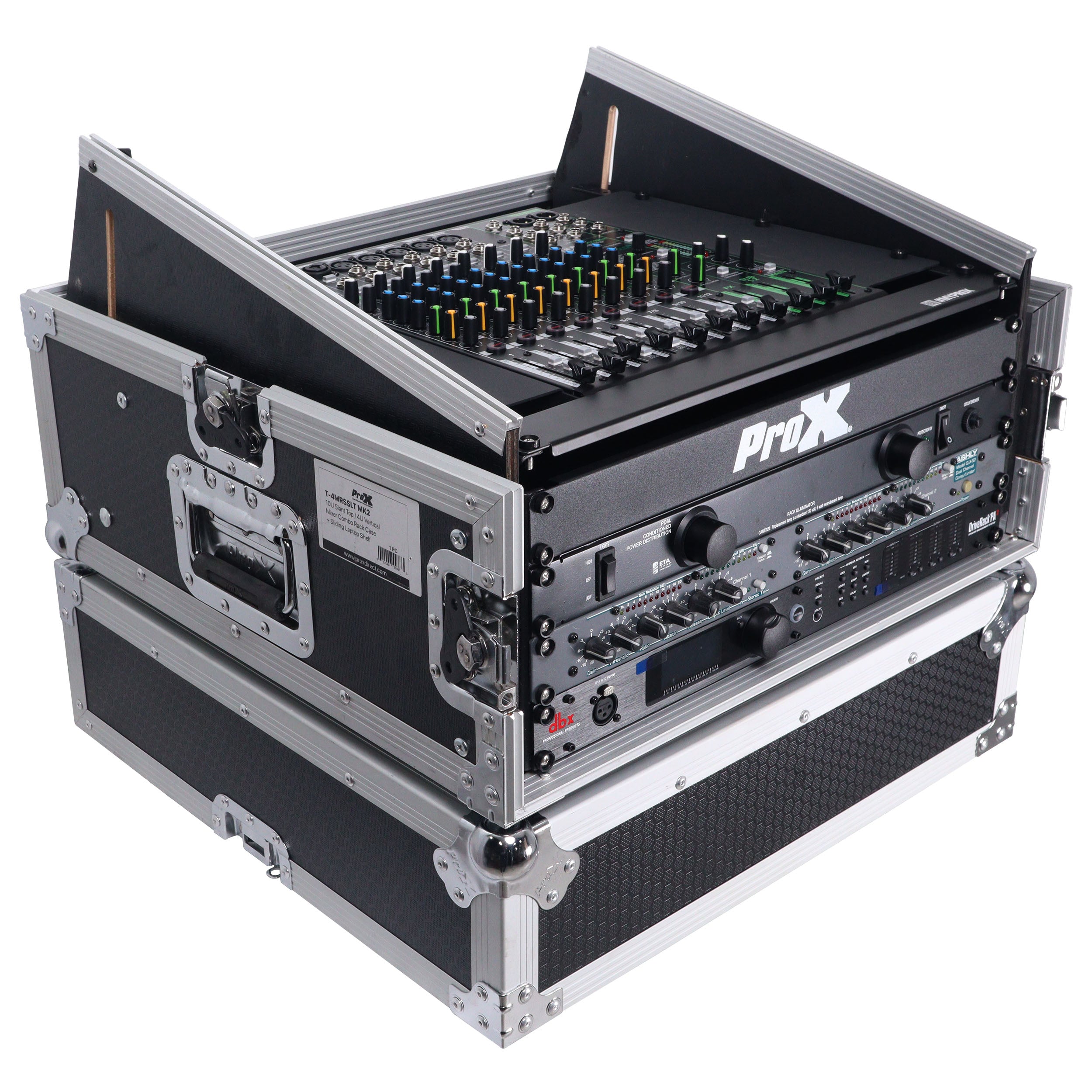 ProX 4U Vertical Rack Mount Flight Case with 10U Top for Mixer Combo Amp Rack