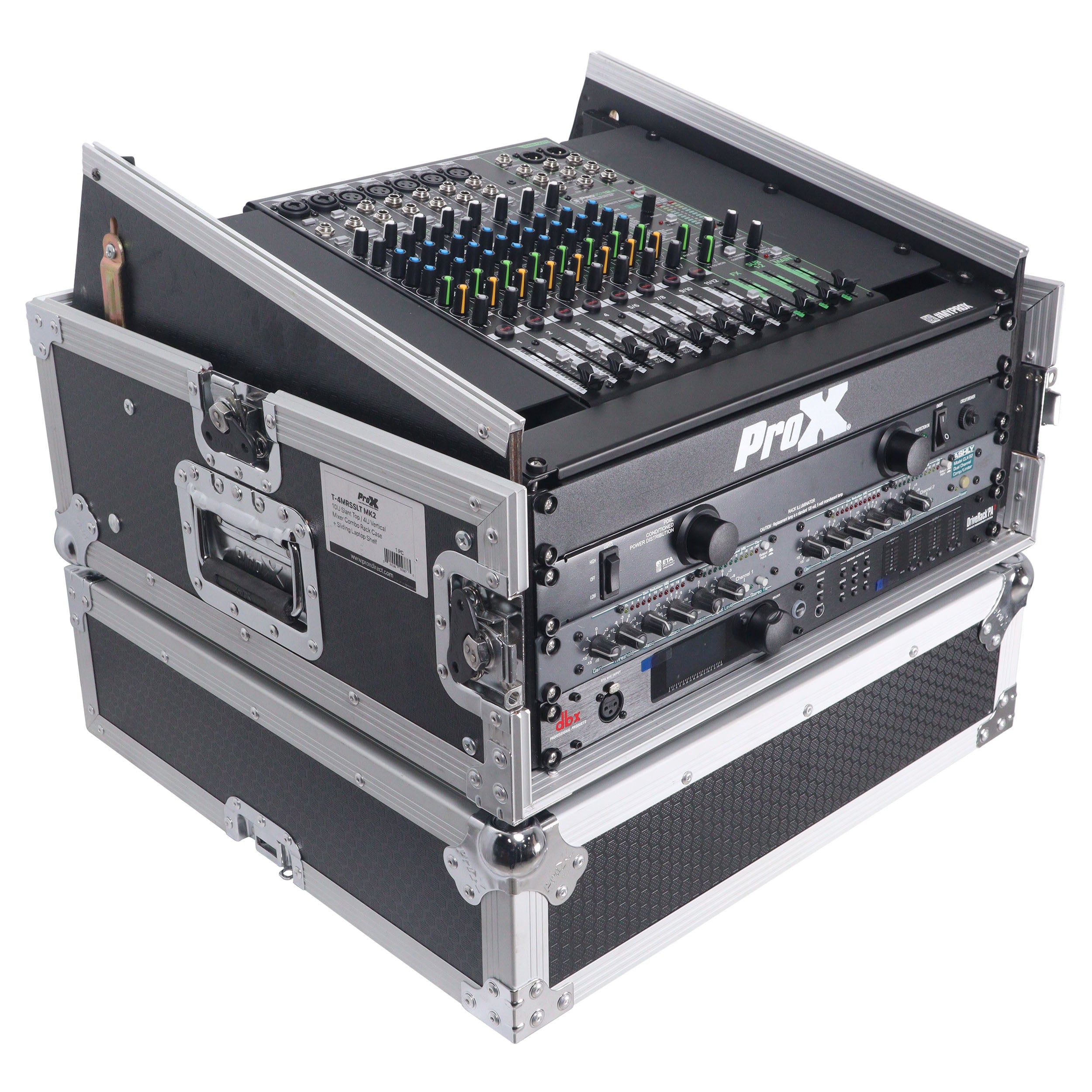 ProX 4U Vertical Rack Mount Flight Case with 10U Top for Mixer Combo Amp Rack