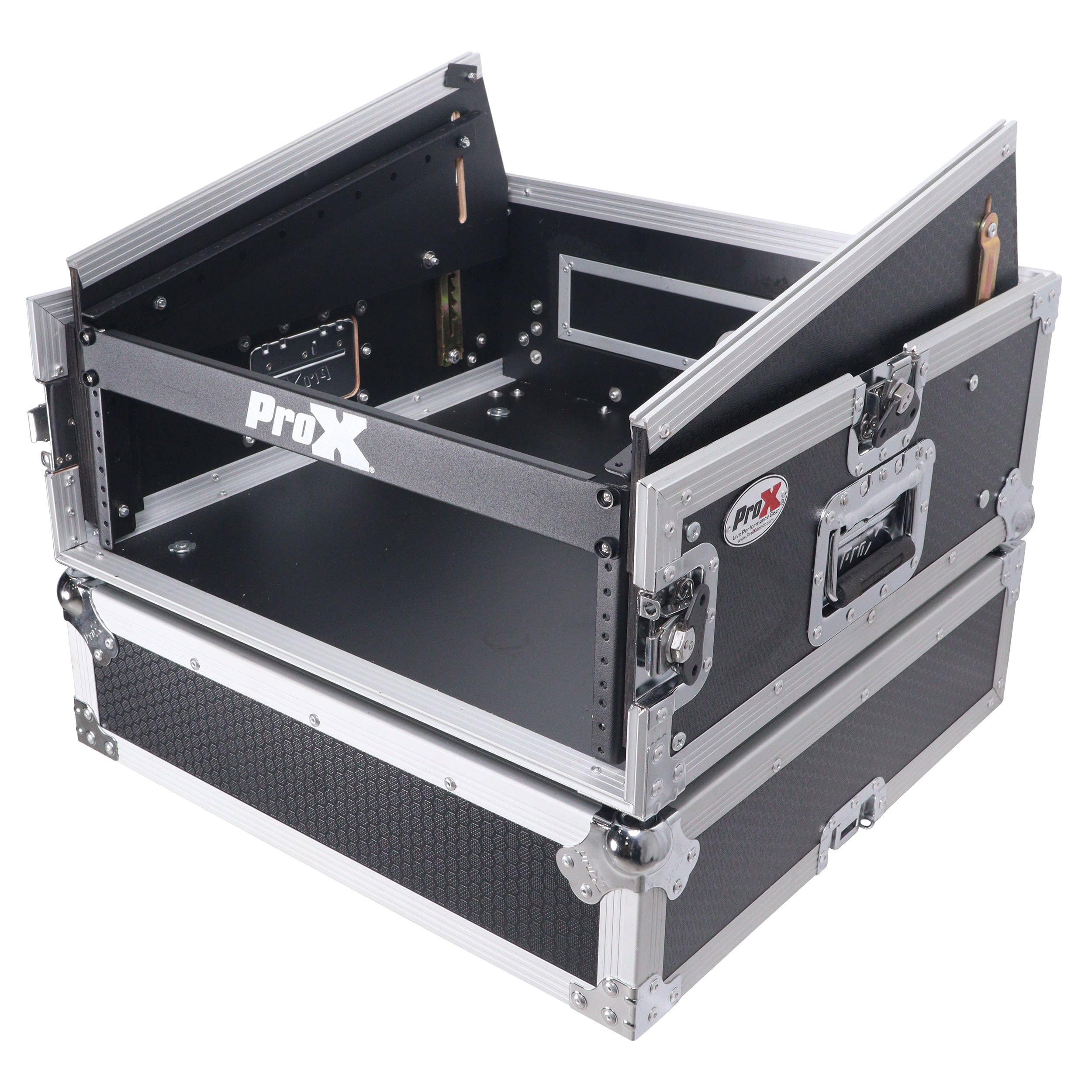 ProX 4U Vertical Rack Mount Flight Case with 10U Top for Mixer Combo Amp Rack