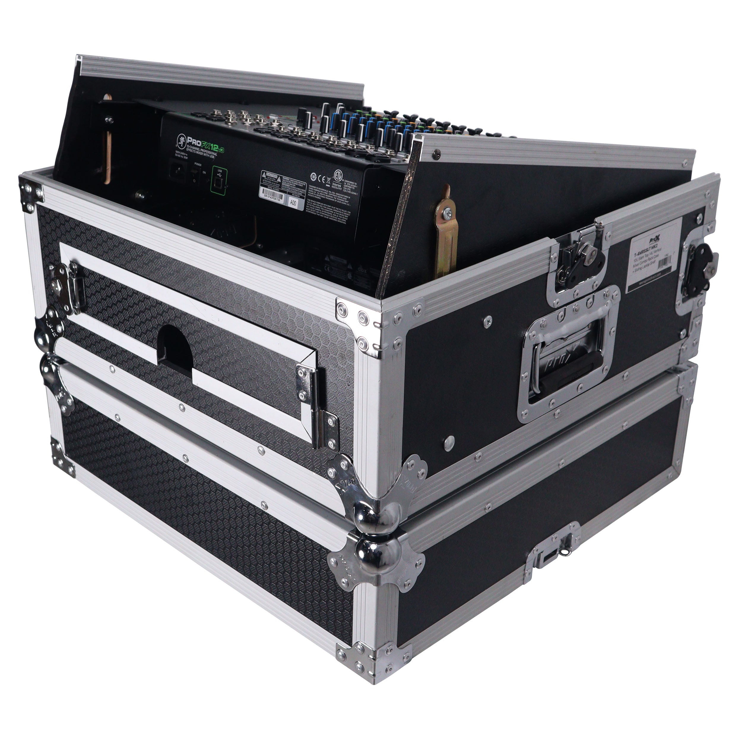 ProX 4U Vertical Rack Mount Flight Case with 10U Top for Mixer Combo Amp Rack