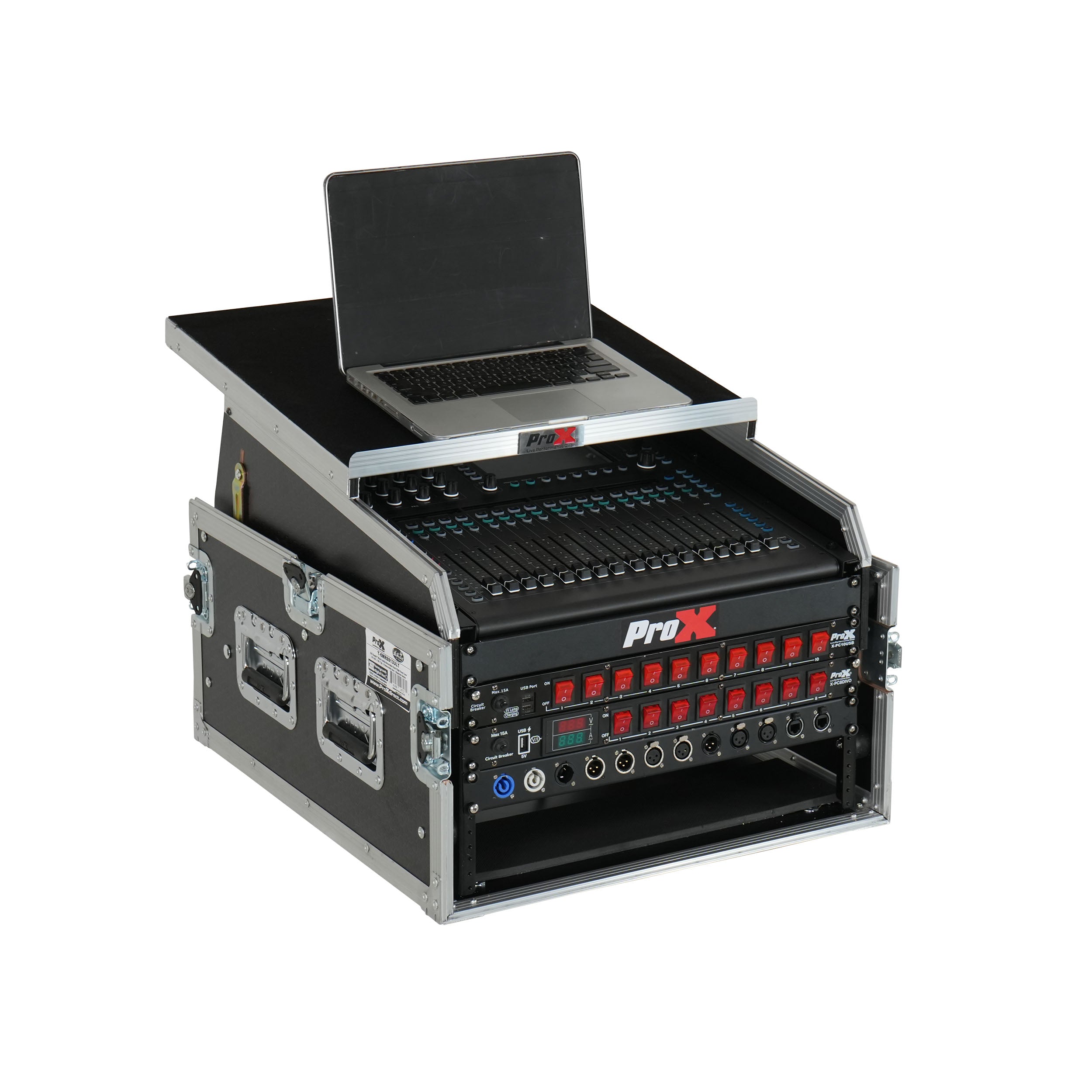 ProX 13U Top Mixer 6U Front Rack Combo Flight Case with Removable Sliding Laptop Shelf
