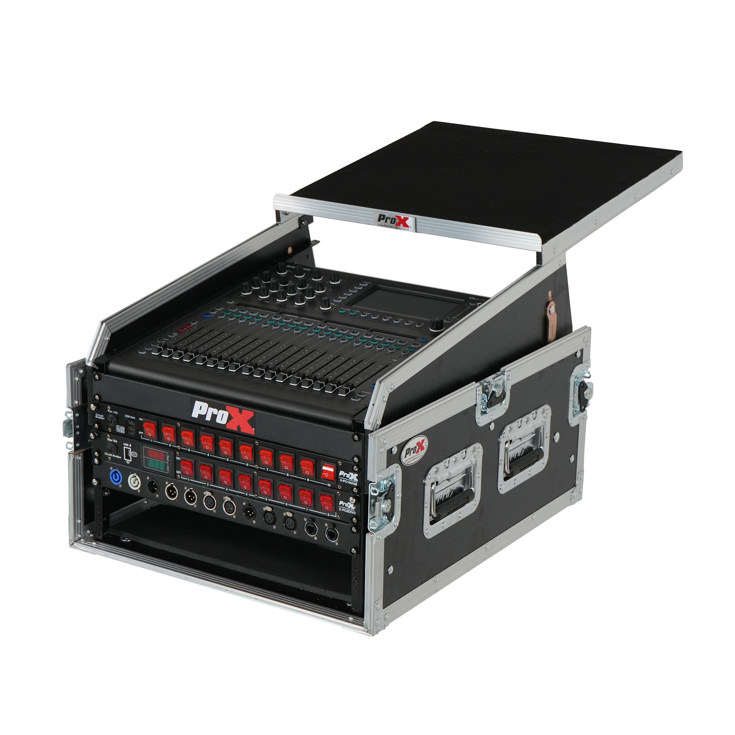 ProX 13U Top Mixer 6U Front Rack Combo Flight Case with Removable Sliding Laptop Shelf