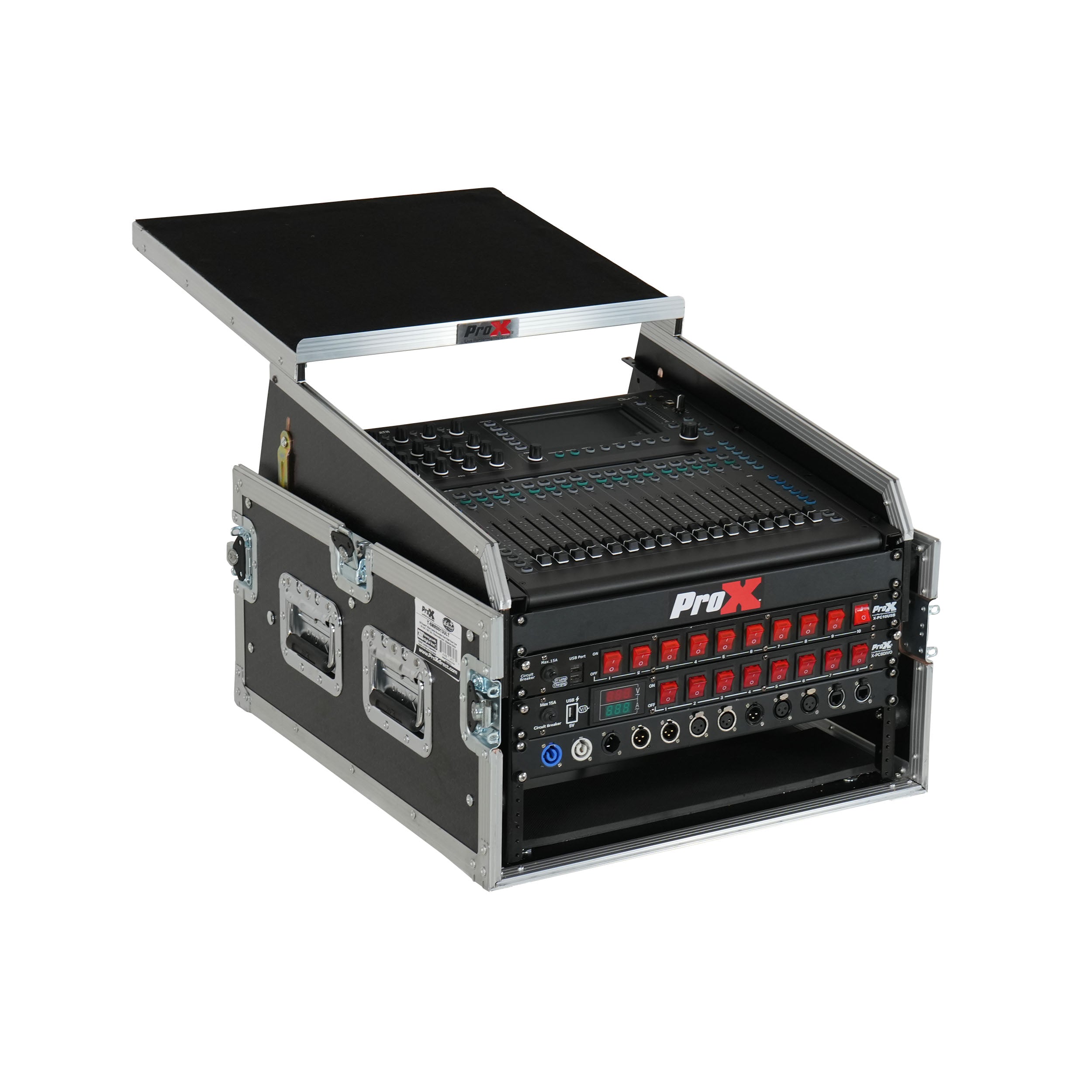 ProX 13U Top Mixer 6U Front Rack Combo Flight Case with Removable Sliding Laptop Shelf
