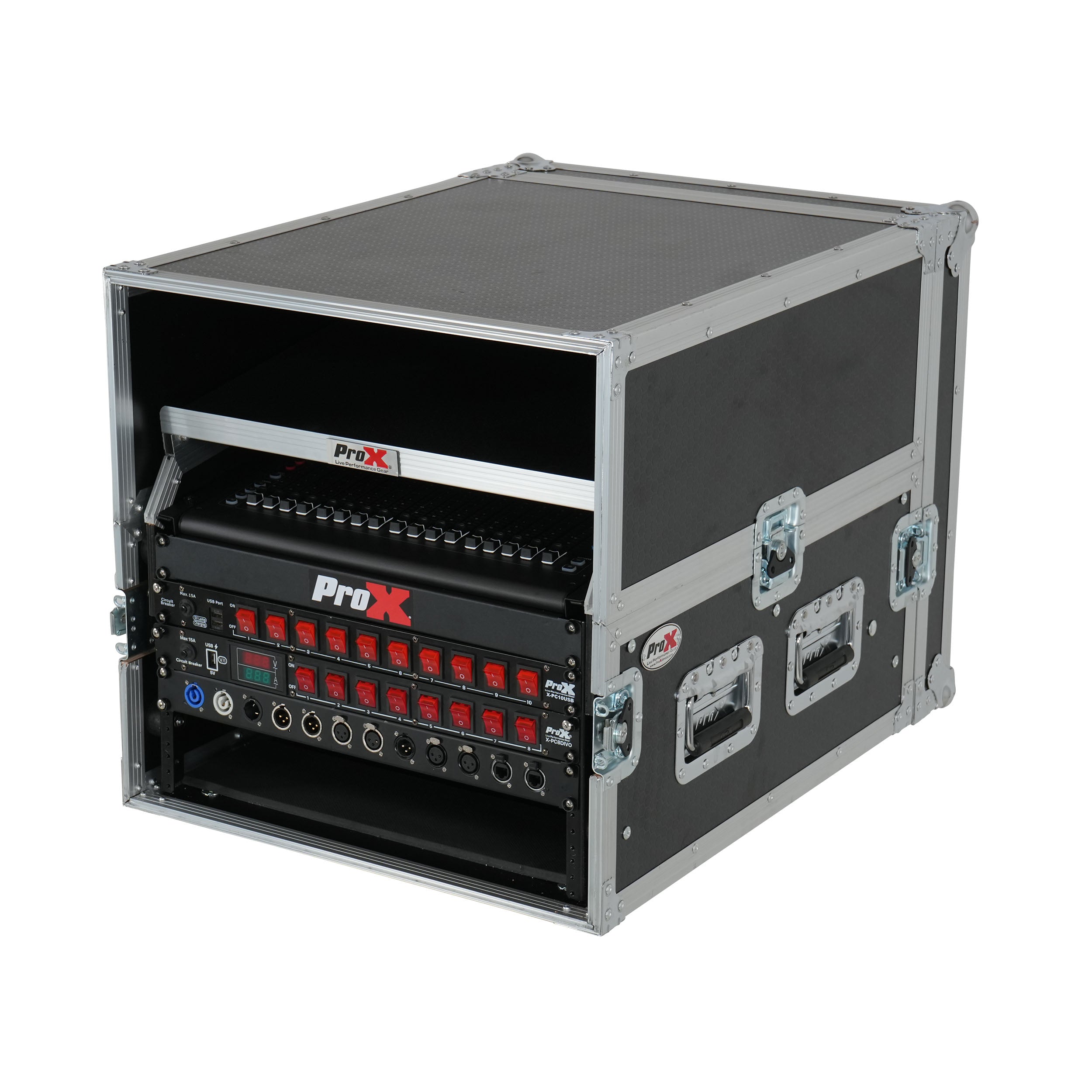 ProX 13U Top Mixer 6U Front Rack Combo Flight Case with Removable Sliding Laptop Shelf