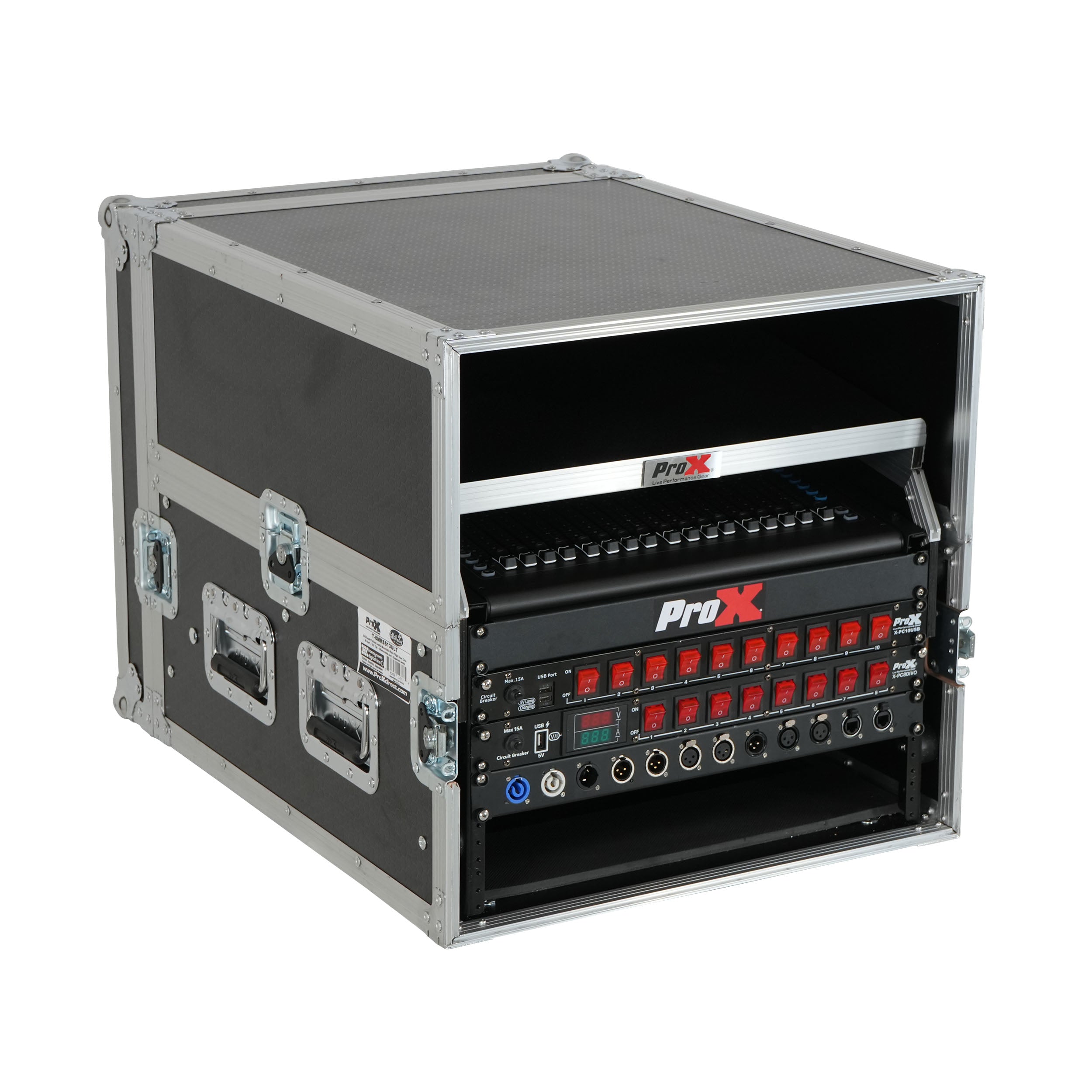 ProX 13U Top Mixer 6U Front Rack Combo Flight Case with Removable Sliding Laptop Shelf