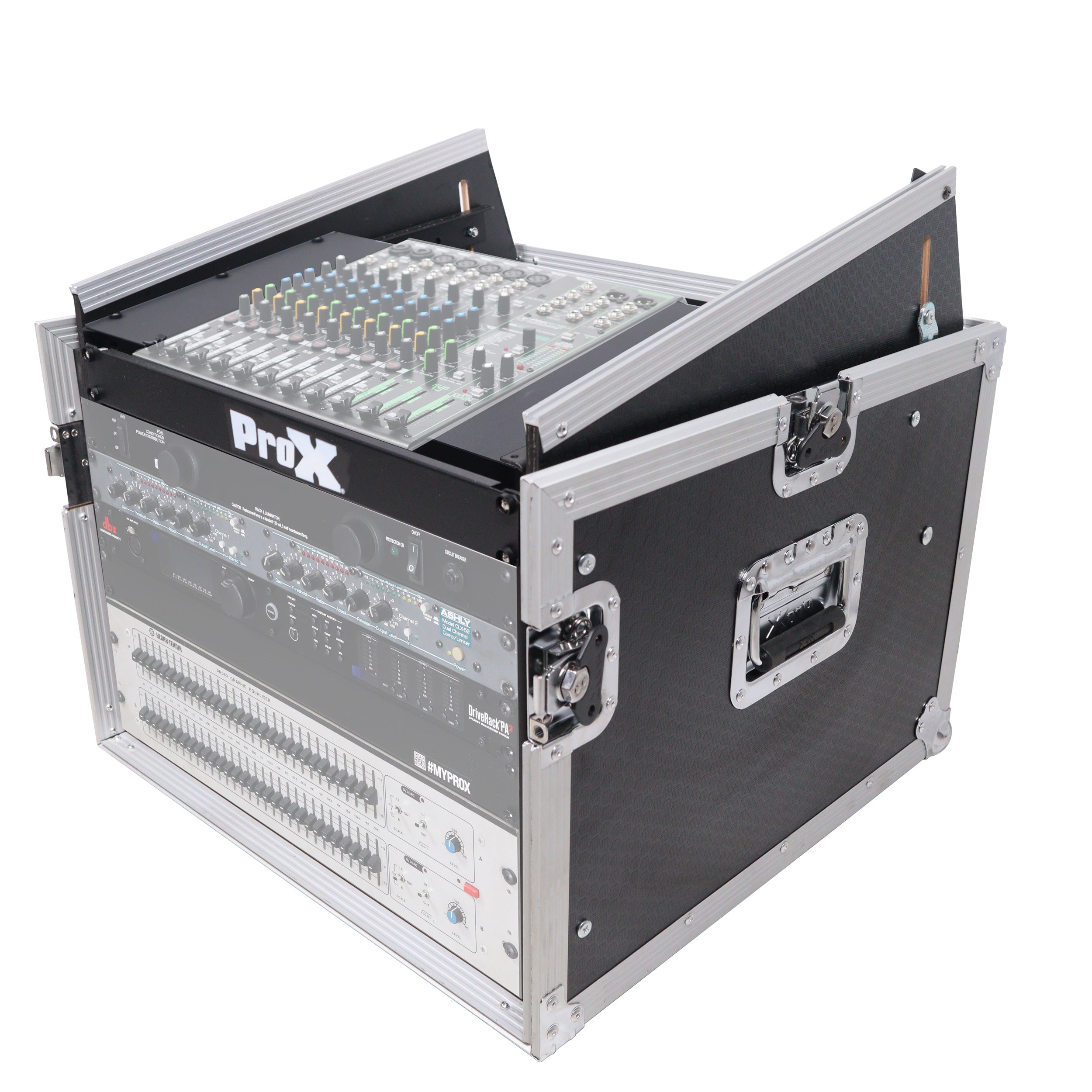 ProX 6U Vertical Rack Mount Flight Case with 10U Top for Mixer Combo Amp Rack