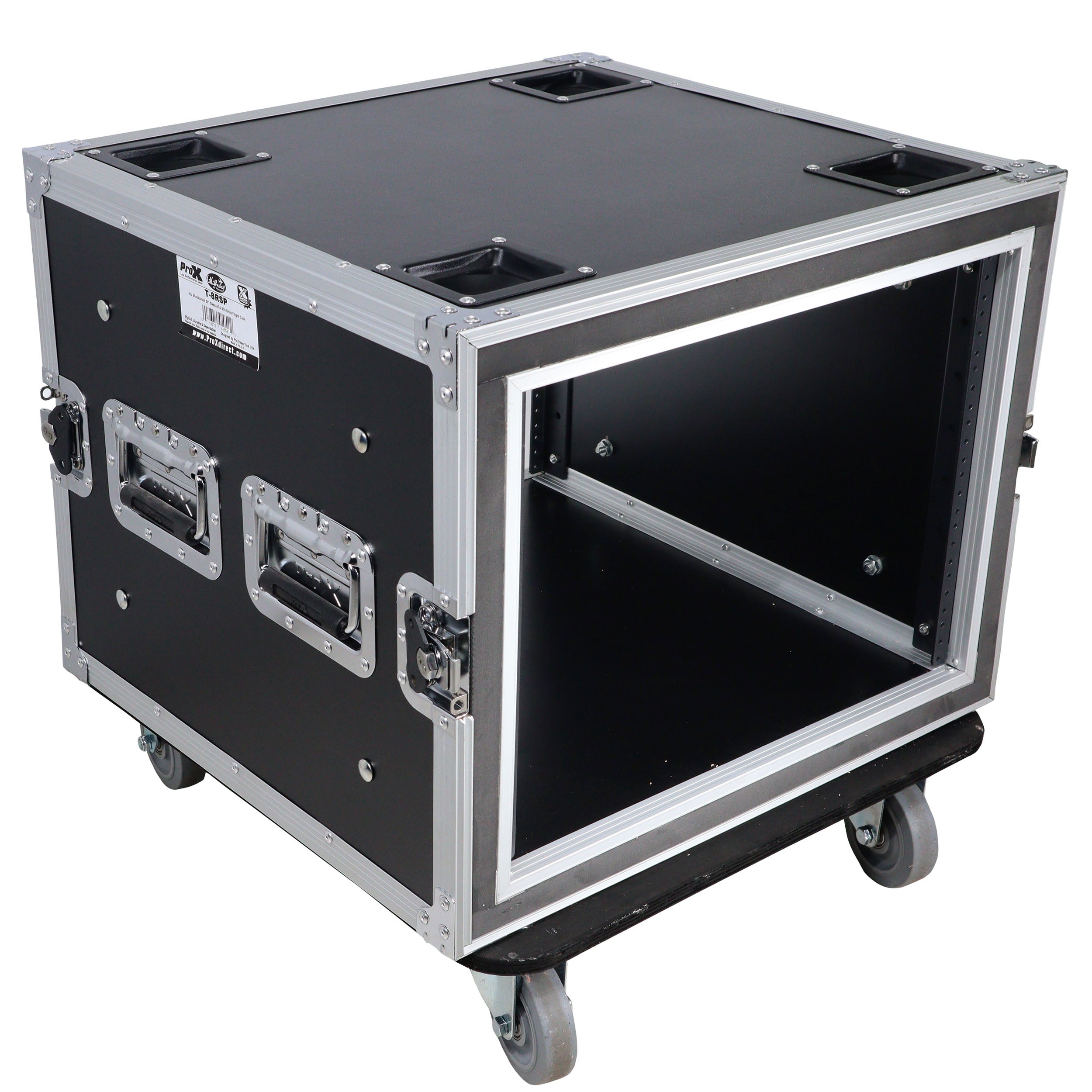 ProX ATA Style 8U Shockproof Rack Mount Flight Case 20 inch Depth with Caster Wheels