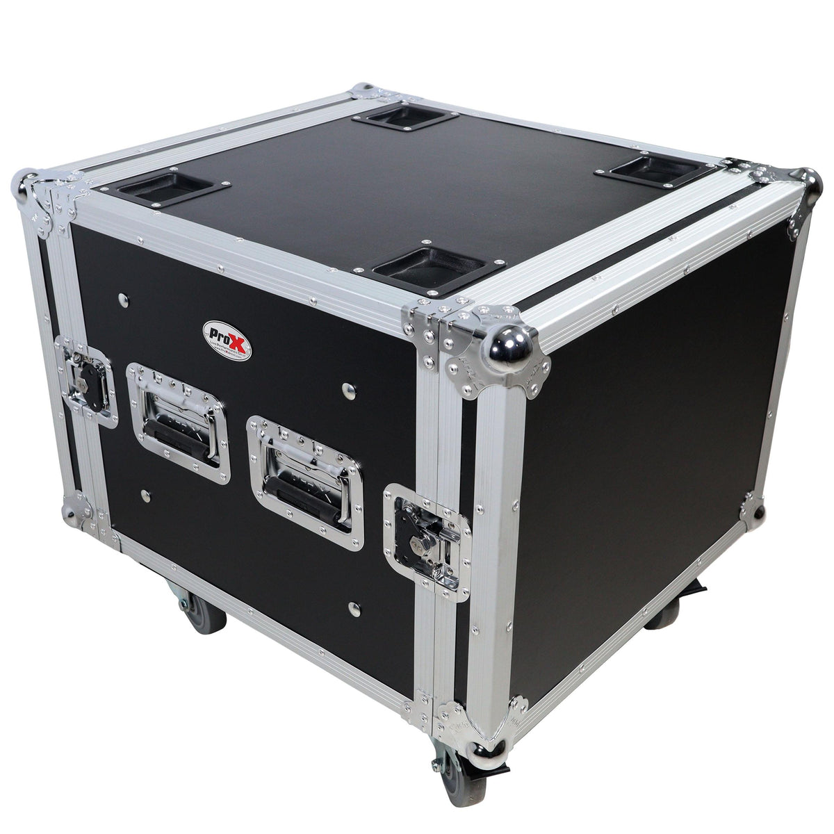 ProX ATA Style 8U Shockproof Rack Mount Flight Case 20 inch Depth with Caster Wheels.
