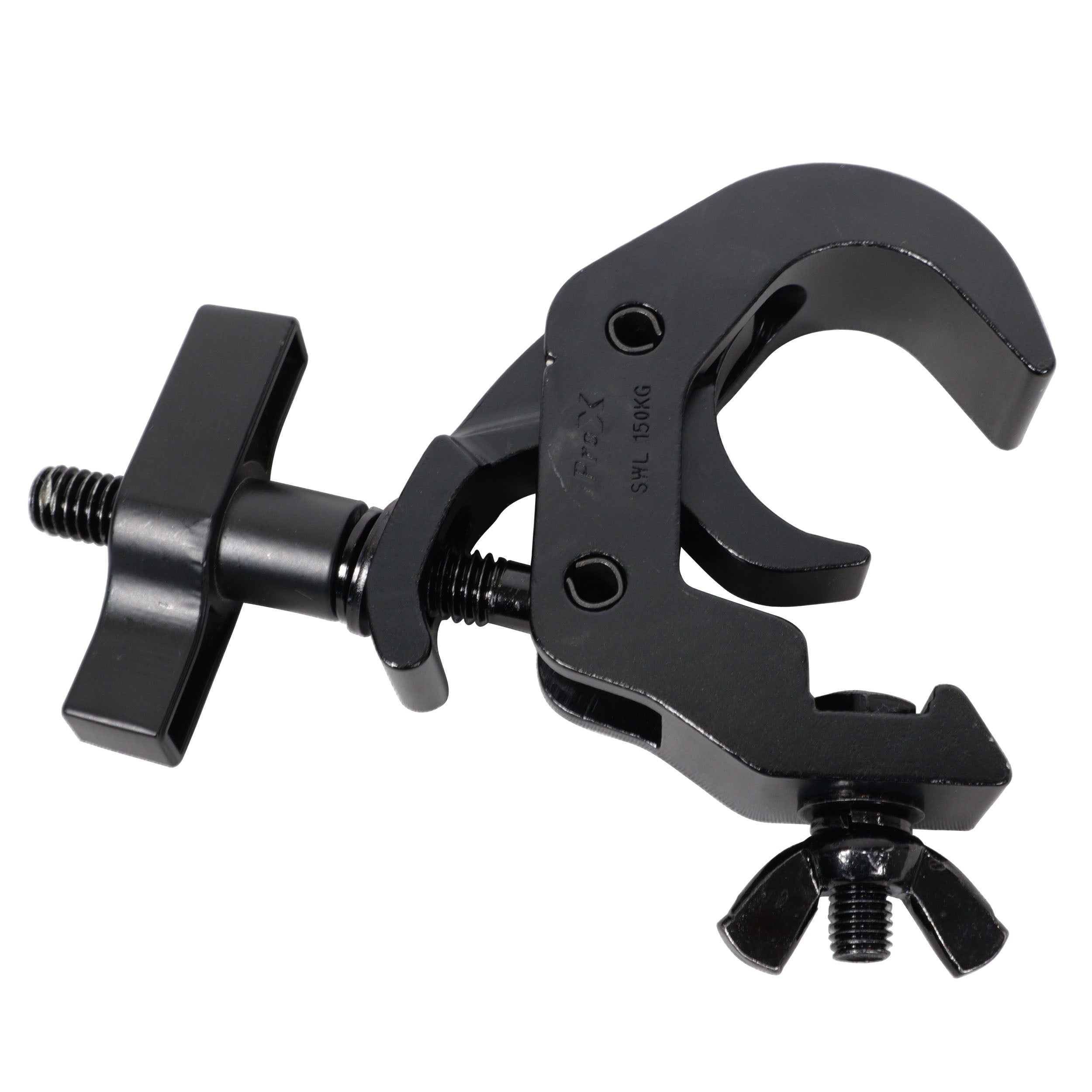 ProX Set of 4 Aluminum Self-Locking M10 Clamp with Big Wing Knob for 2" Truss Tube Capacity 330 lbs. Black Finish