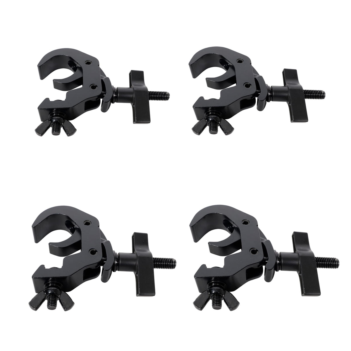 ProX Set of 4 Aluminum Self-Locking M10 Clamp with Big Wing Knob for 2" Truss Tube Capacity 330 lbs. Black Finish.