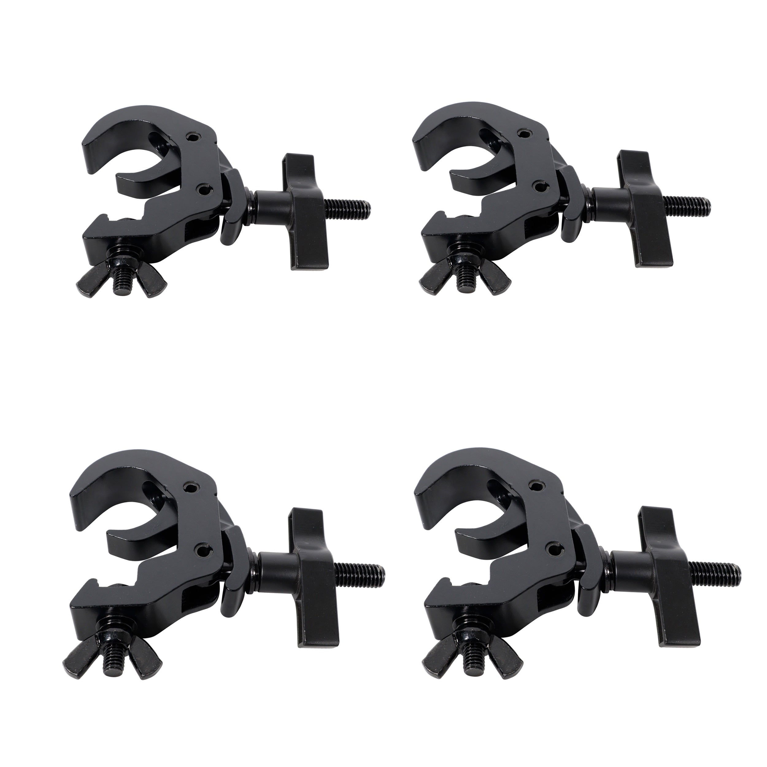 ProX Set of 4 Aluminum Self-Locking M10 Clamp with Big Wing Knob for 2" Truss Tube Capacity 330 lbs. Black Finish
