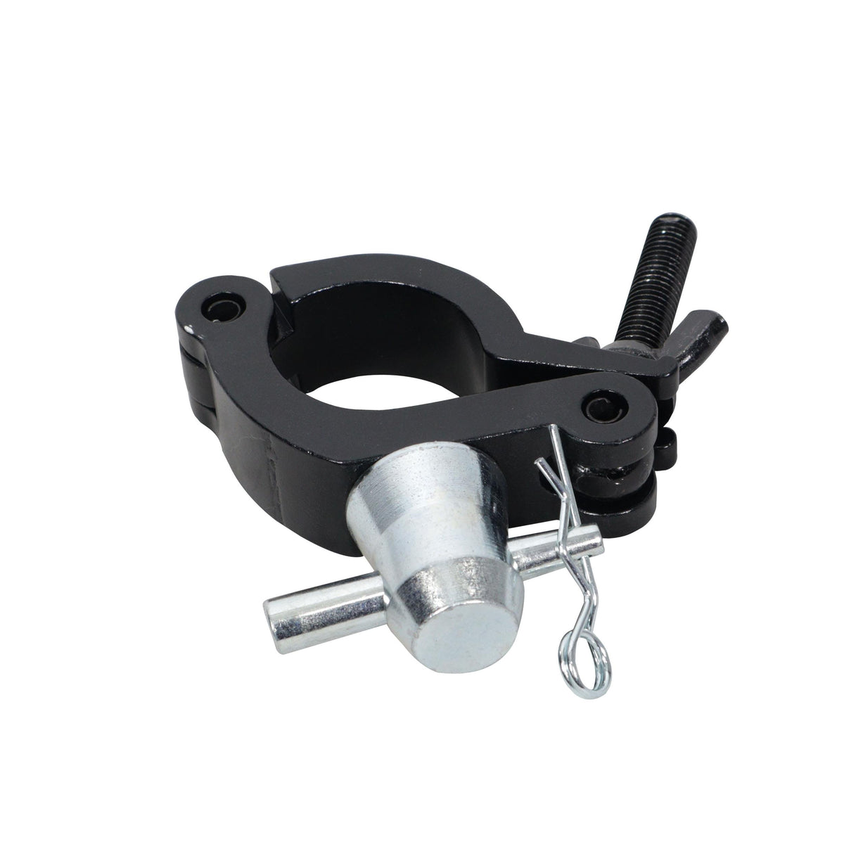 ProX Aluminum Side Entry M10 Clamp with Reversed Elbow Half Conical for 2" Truss Tube Capacity 661 lbs Black Finish.