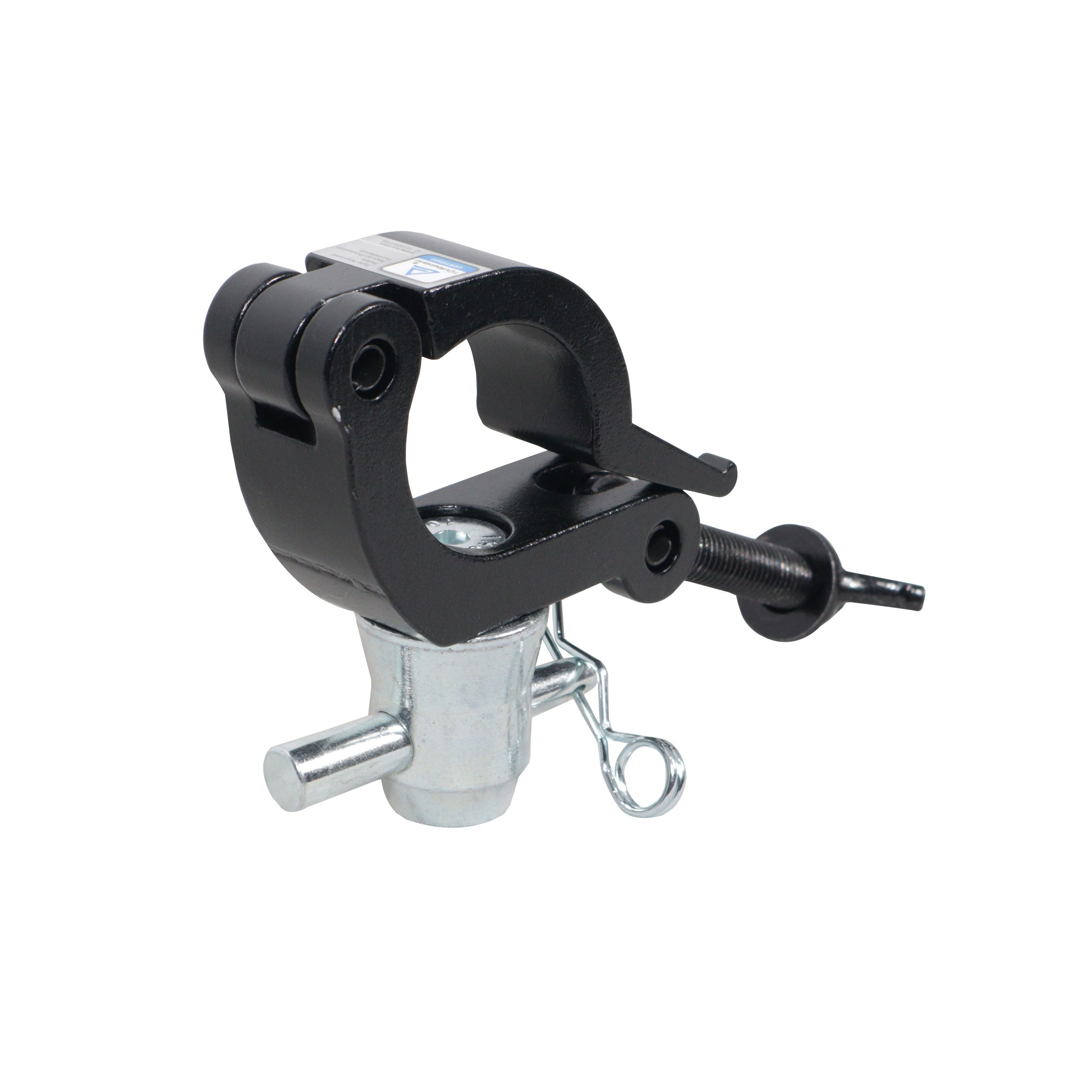 ProX Aluminum Side Entry M10 Clamp with Reversed Elbow Half Conical for 2" Truss Tube Capacity 661 lbs Black Finish.