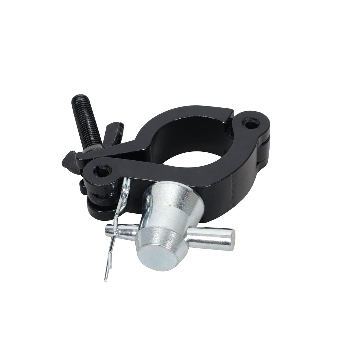 ProX Aluminum Side Entry M10 Clamp with Reversed Elbow Half Conical for 2" Truss Tube Capacity 661 lbs Black Finish.