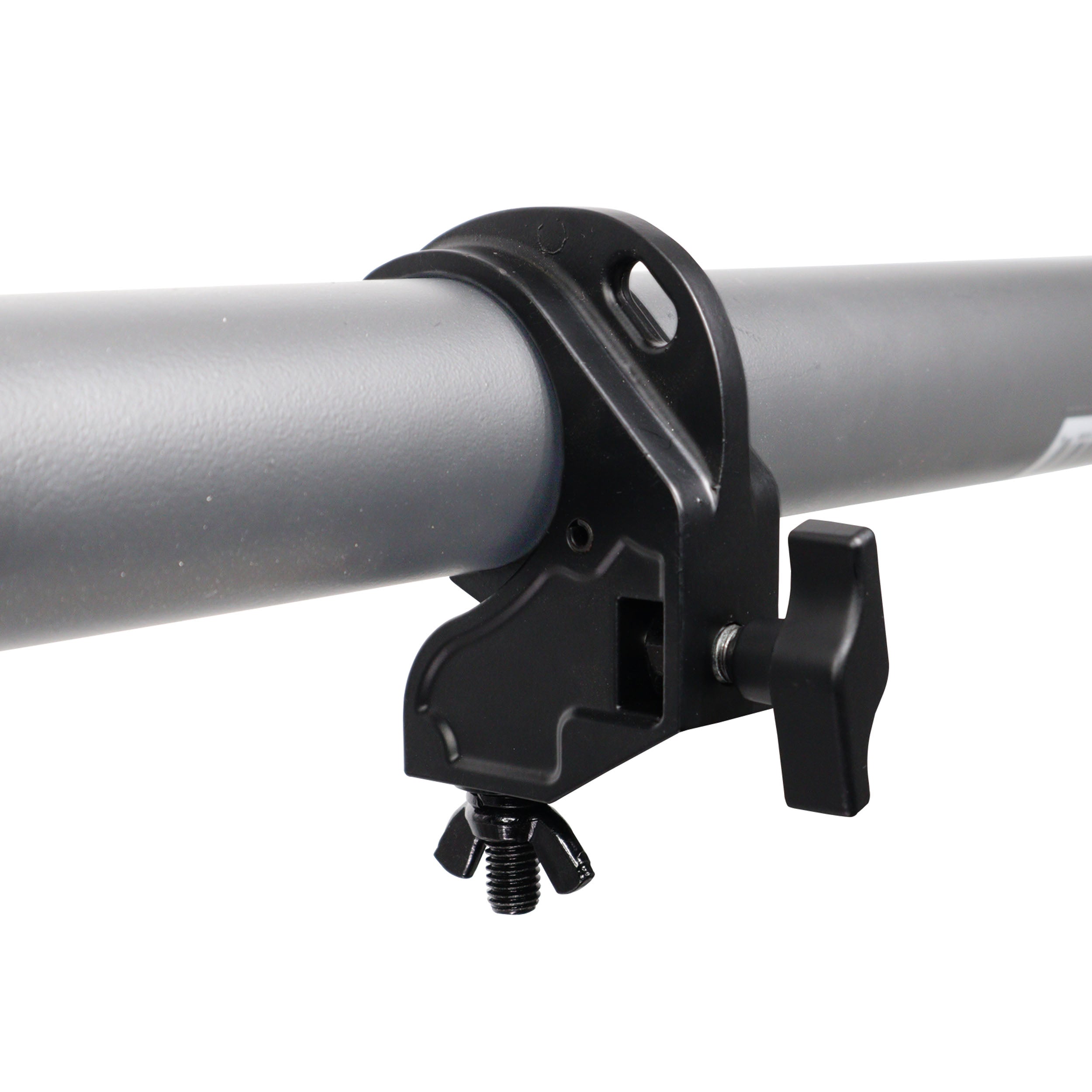 ProX Aluminum Hook Style M10 Clamp with Big Wing Knob for 2" Truss Tube Capacity 45 Lbs. Black Finish