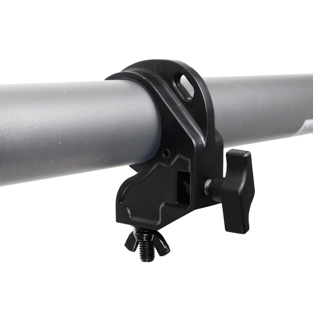 ProX Aluminum Hook Style M10 Clamp with Big Wing Knob for 2" Truss Tube Capacity 45 Lbs. Black Finish.