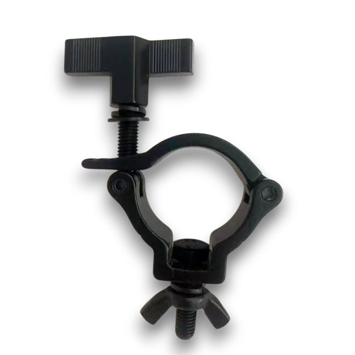 ProX Aluminum Black Mini Clamp Stage Truss Lighting Stand Big Knob fits 1-3/8" to 1-1/2" 35-40mm Tube SWL 165LBS M8 Bolt.
