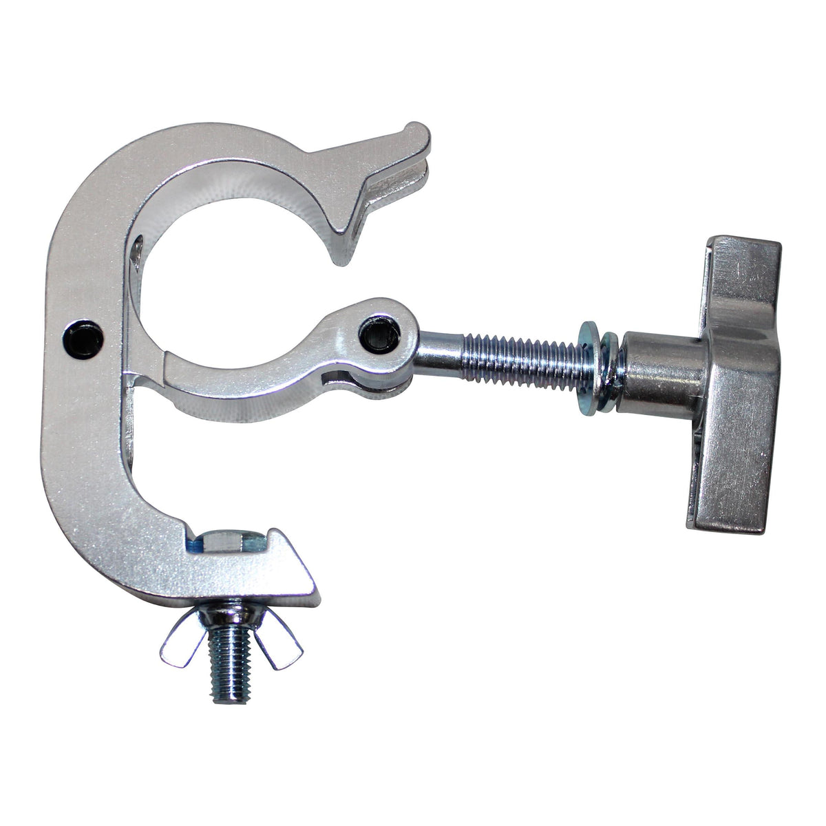 ProX Aluminum Pro Slim Hook Style M10 Clamp with Big Wing Knob for 2" Truss Tube Capacity 330 Lbs..