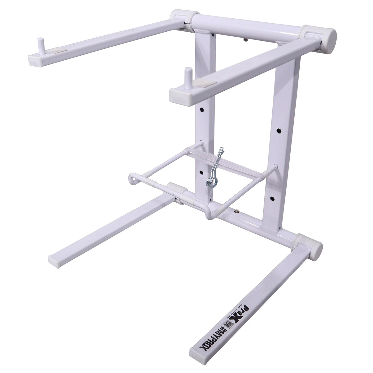 ProX XO DJ Foldable Laptop Stand with Adjustable Shelf & Carrying Bag - WHITE.