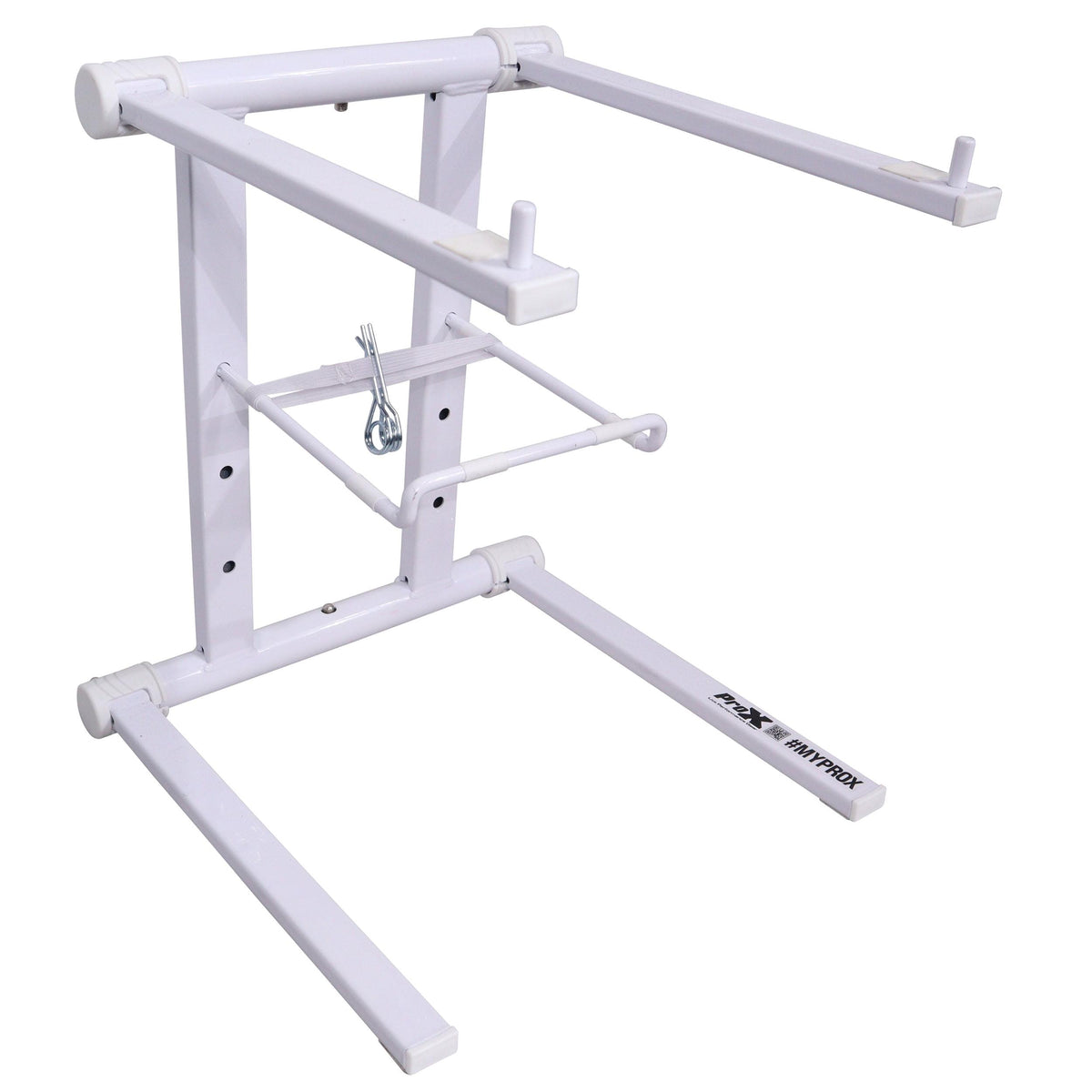 ProX XO DJ Foldable Laptop Stand with Adjustable Shelf & Carrying Bag - WHITE.