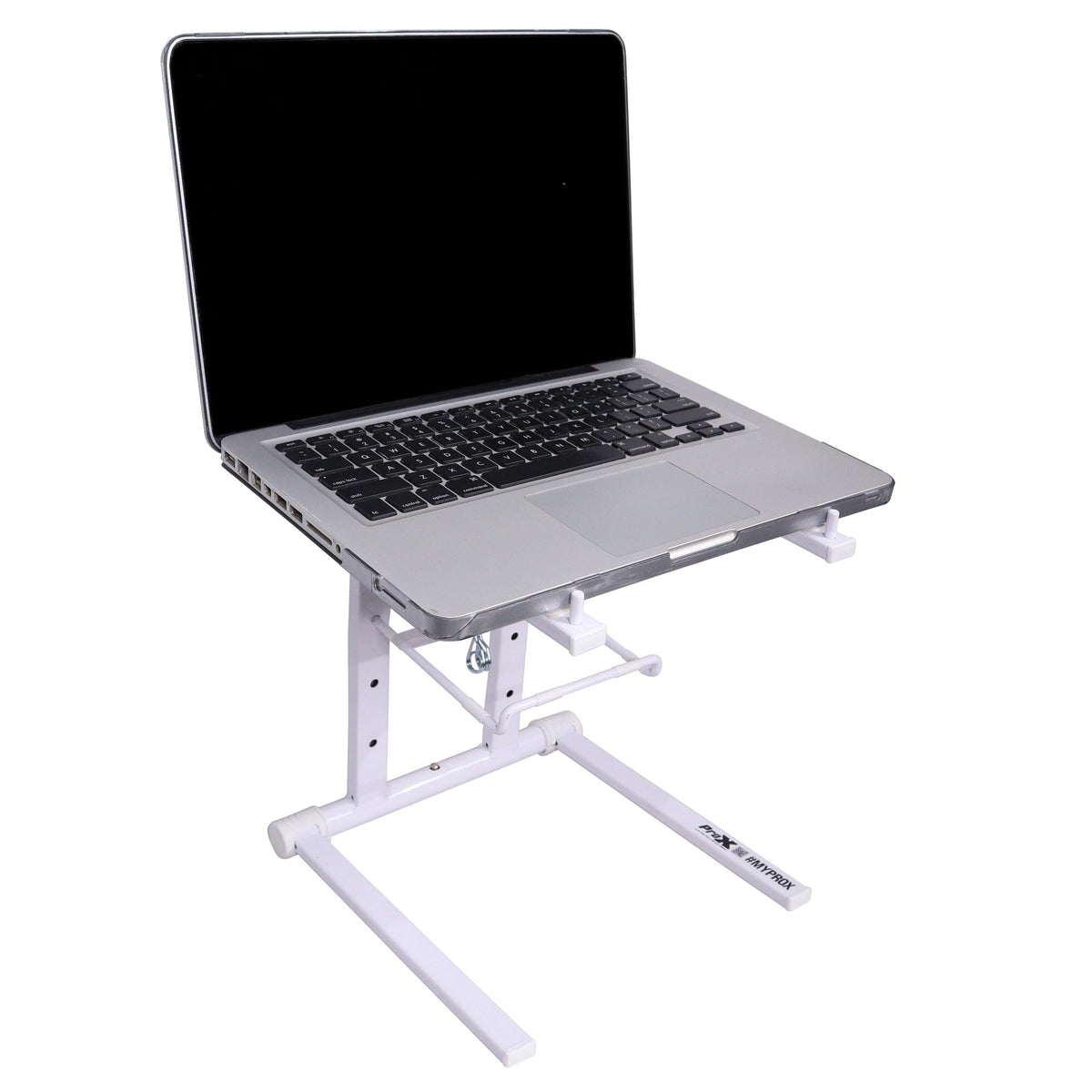 ProX XO DJ Foldable Laptop Stand with Adjustable Shelf & Carrying Bag - WHITE.
